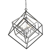 Euclid 4 Light Chandelier Chrome + Matte Black