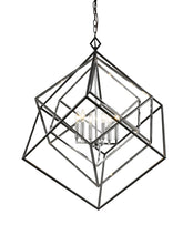 Euclid 6 Light Chandelier Chrome + Matte Black