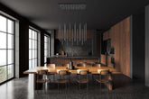 Forest LED 17 Light Linear Chandelier Matte Black