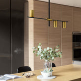 Calumet 3 Light Linear Chandelier Matte Black + Olde Brass
