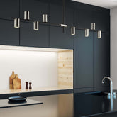 Calumet GU10 8 Light Linear Chandelier Matte Black + Polished Nickel
