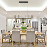 Haylie 12 Light Linear Chandelier Matte Black + Olde Brass