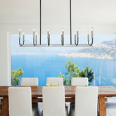 Haylie 12 Light Linear Chandelier Matte Black + Brushed Nickel