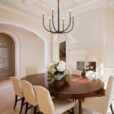 Haylie 6 Light Chandelier Matte Black + Olde Brass