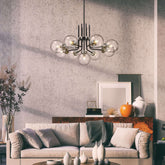 Parsons 9 Light Chandelier Matte Black + Brushed Nickel