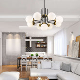 Parsons 9 Light Chandelier Matte Black + Olde Brass