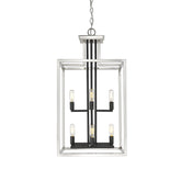 Quadra 8 Light Chandelier Brushed Nickel + Matte Black