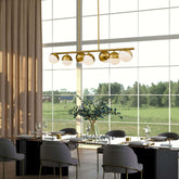 Realm Sphere 7 Light Linear Chandelier Modern Gold