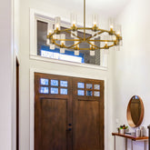 Datus 12 Light Chandelier Rubbed Brass