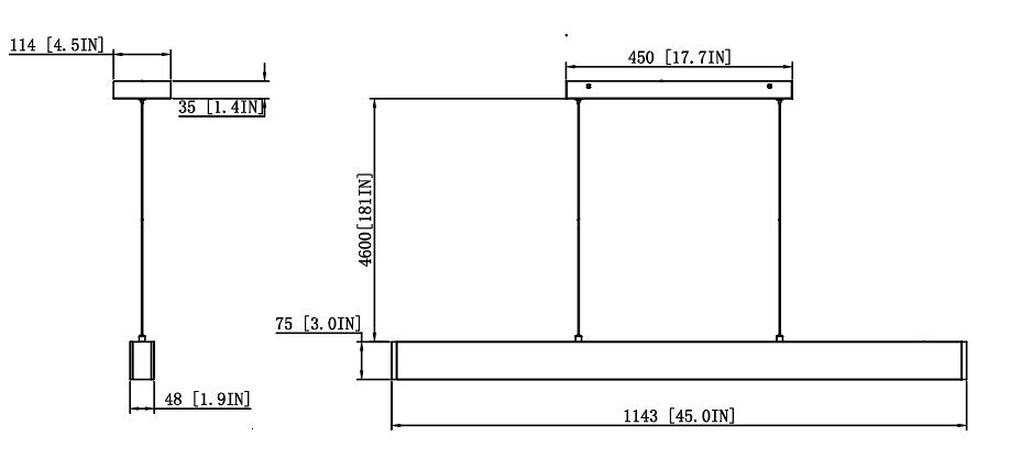 Hudson LED 1 Light Linear Chandelier Matte Black