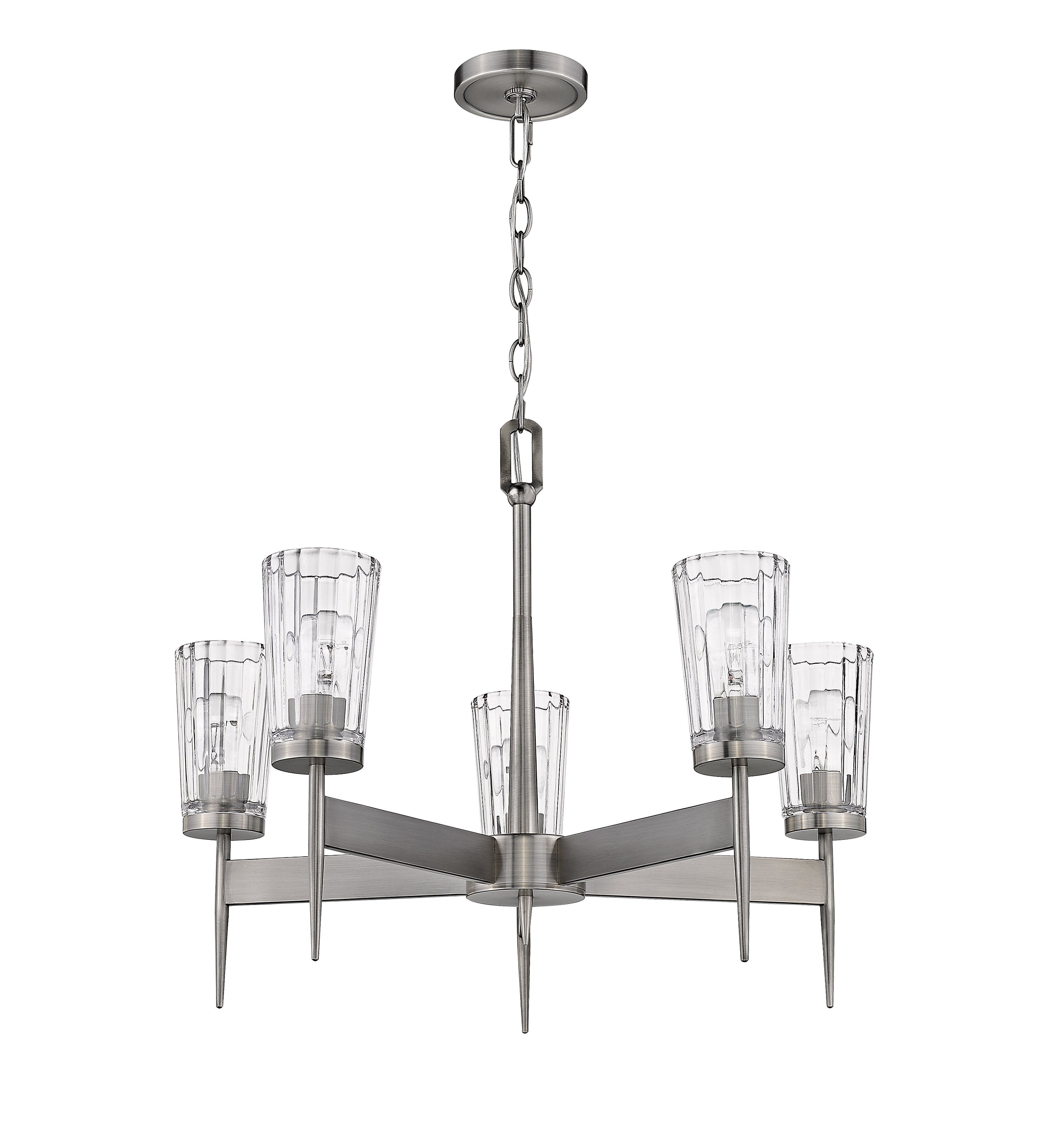Flair 5 Light Chandelier Antique Nickel