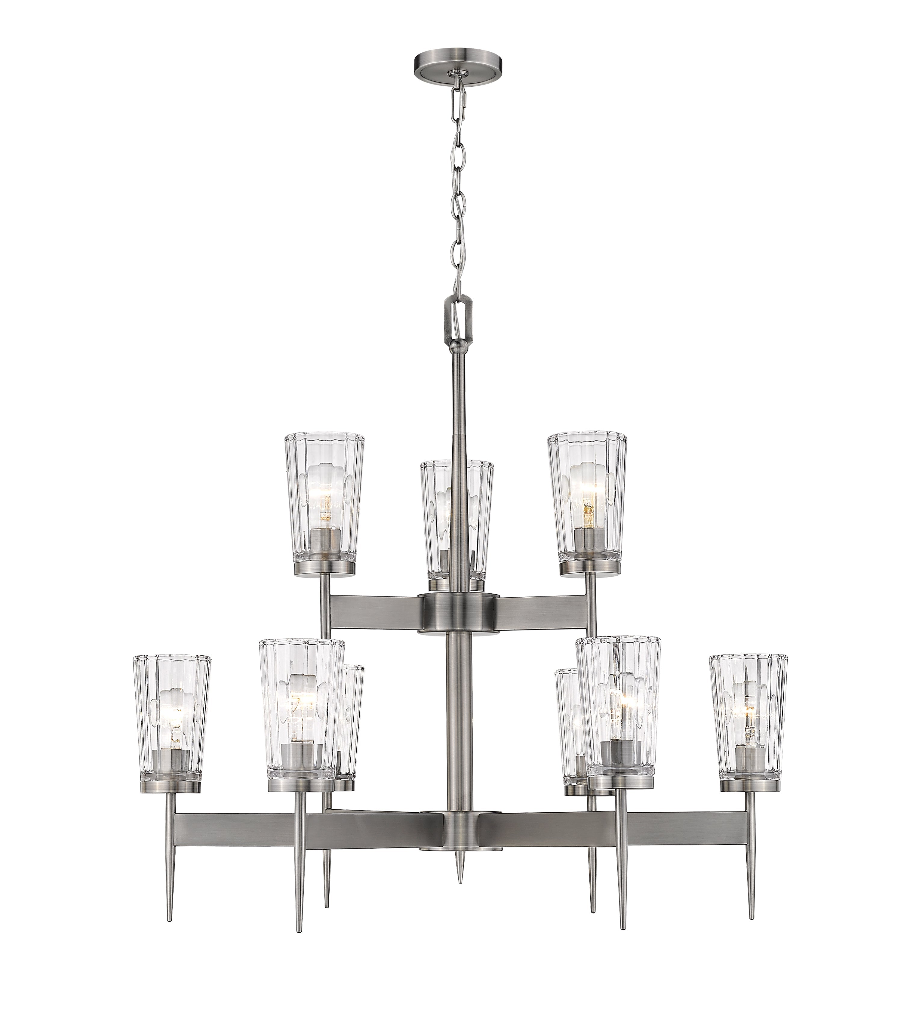 Flair 9 Light Chandelier Antique Nickel