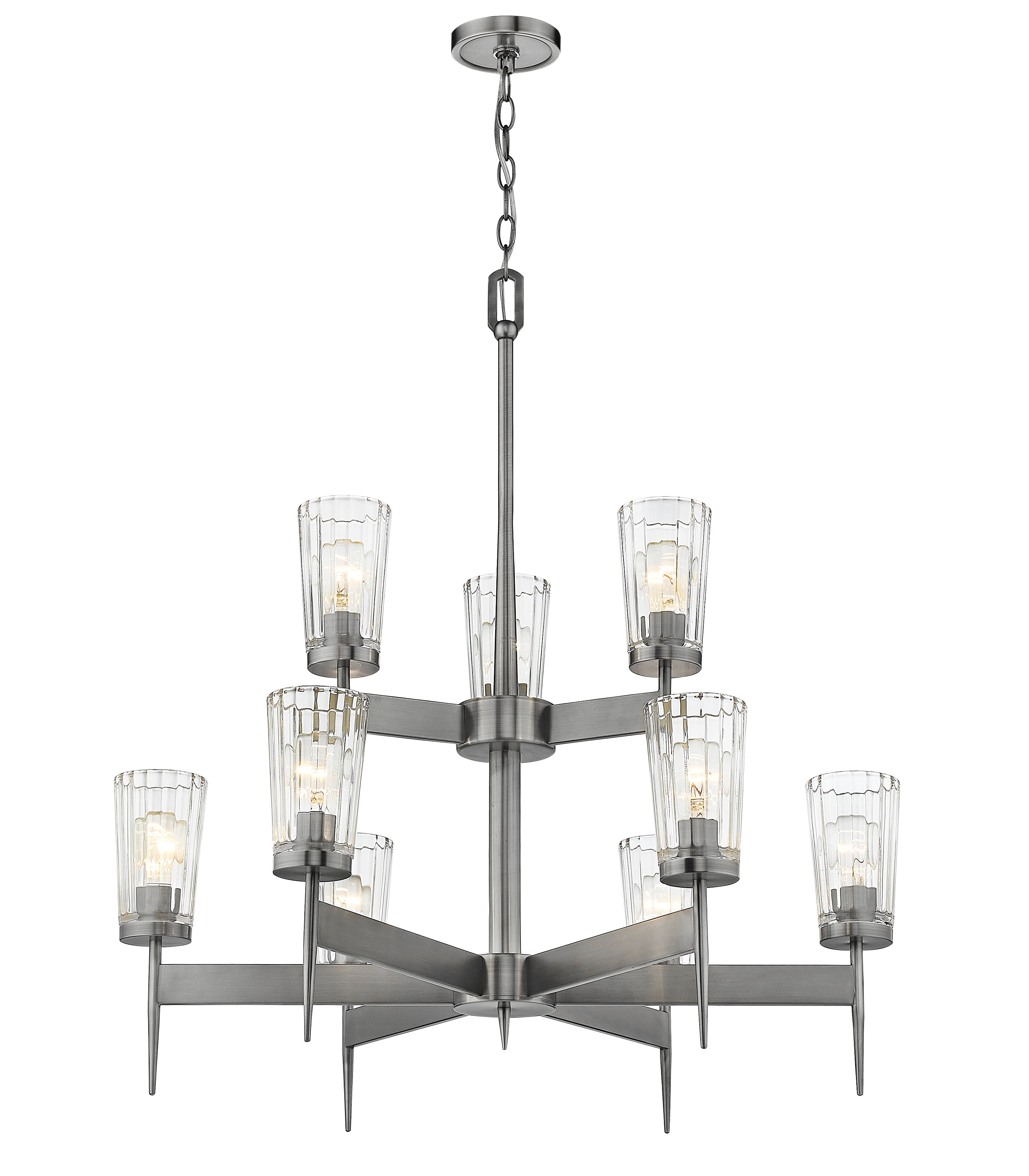 Flair 9 Light Chandelier Antique Nickel