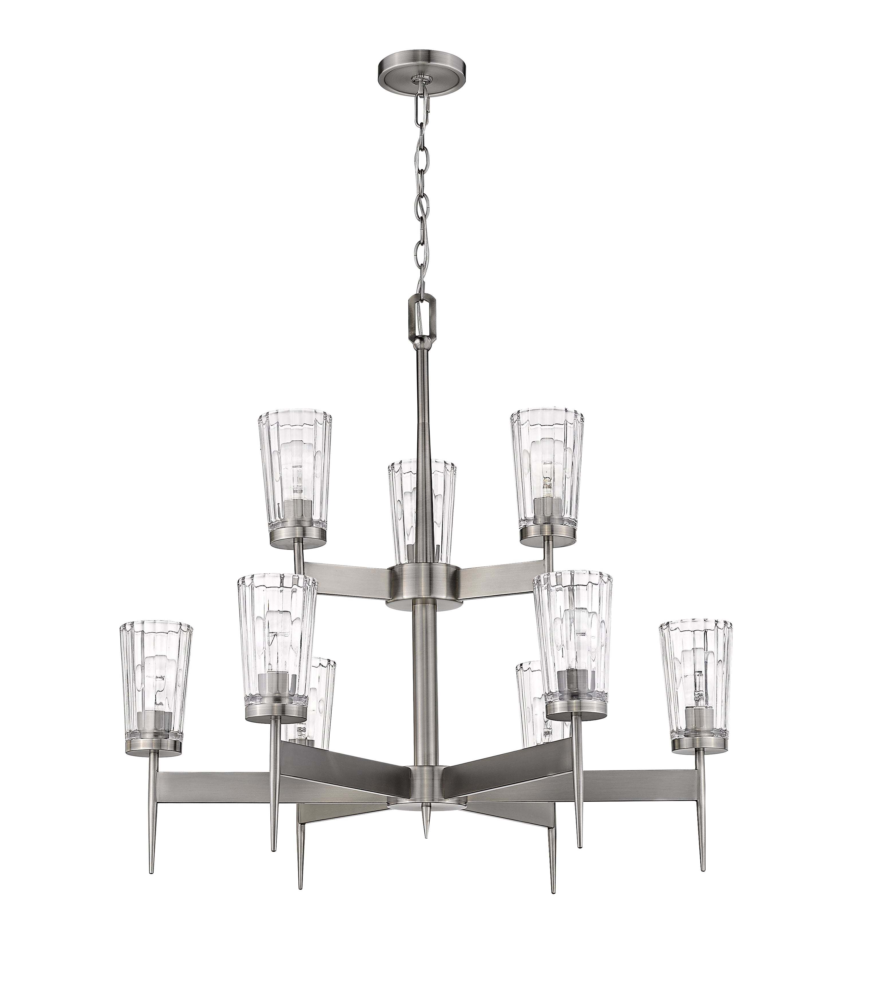 Flair 9 Light Chandelier Antique Nickel