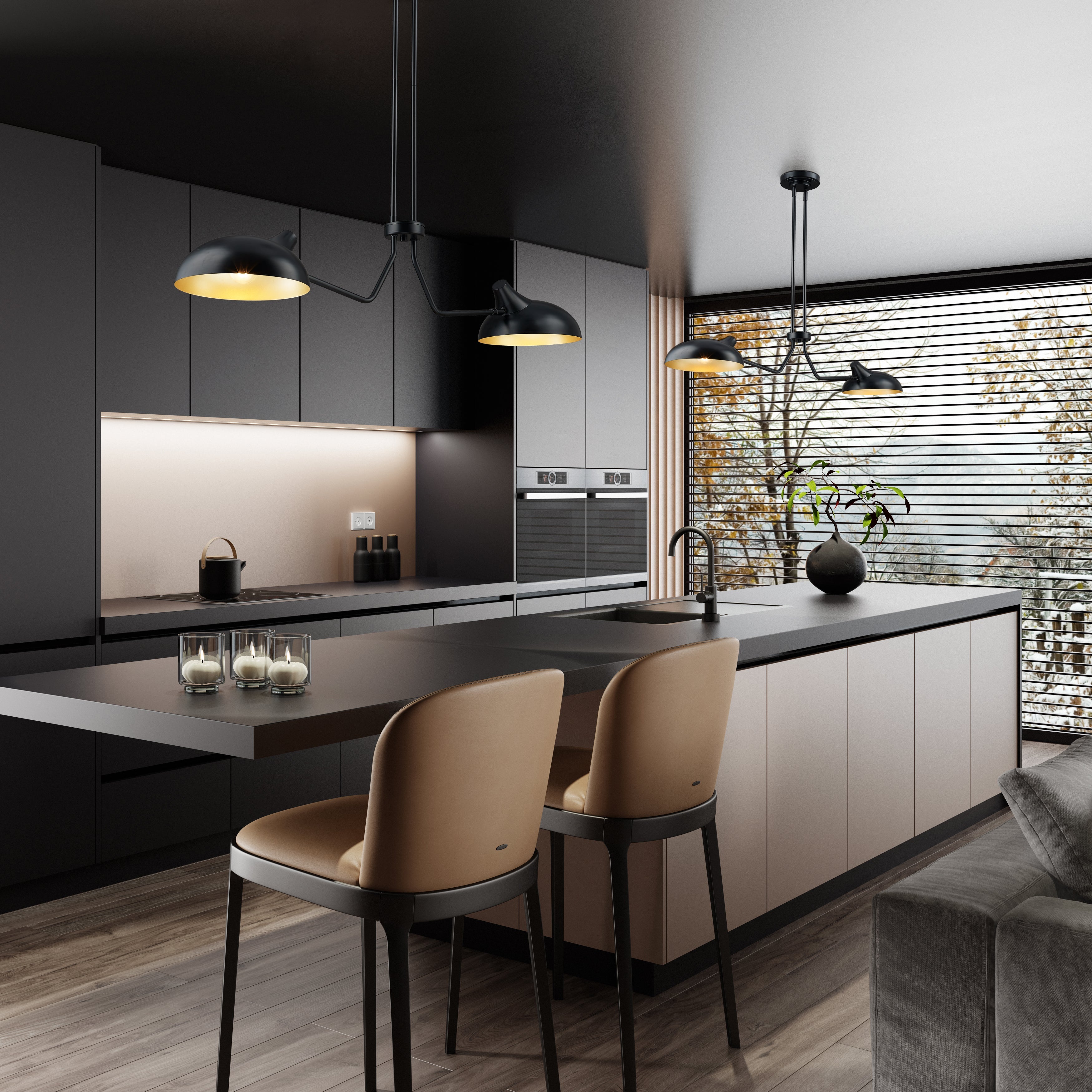 Bellamy 2 Light Linear Chandelier Matte Black