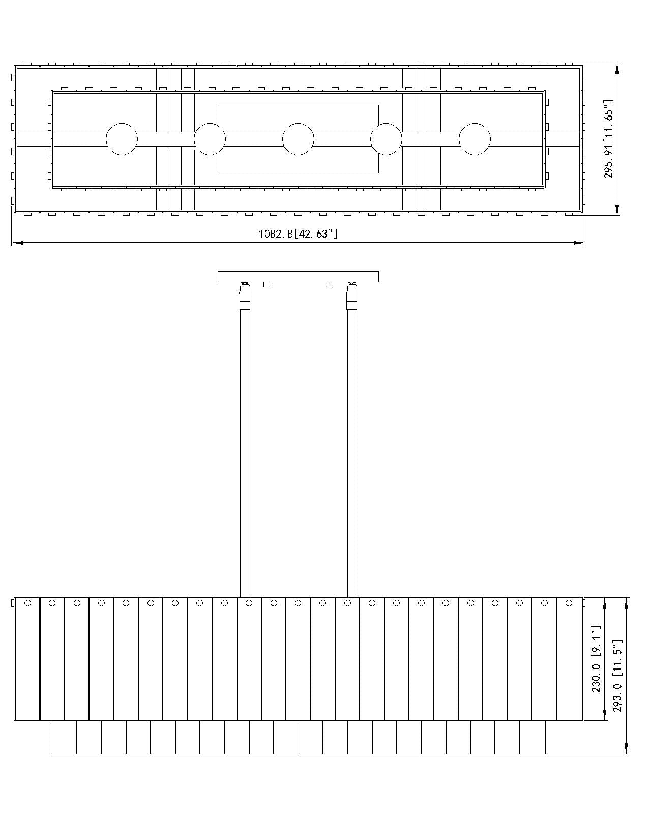 Glacier 5 Light Linear Chandelier Matte Black