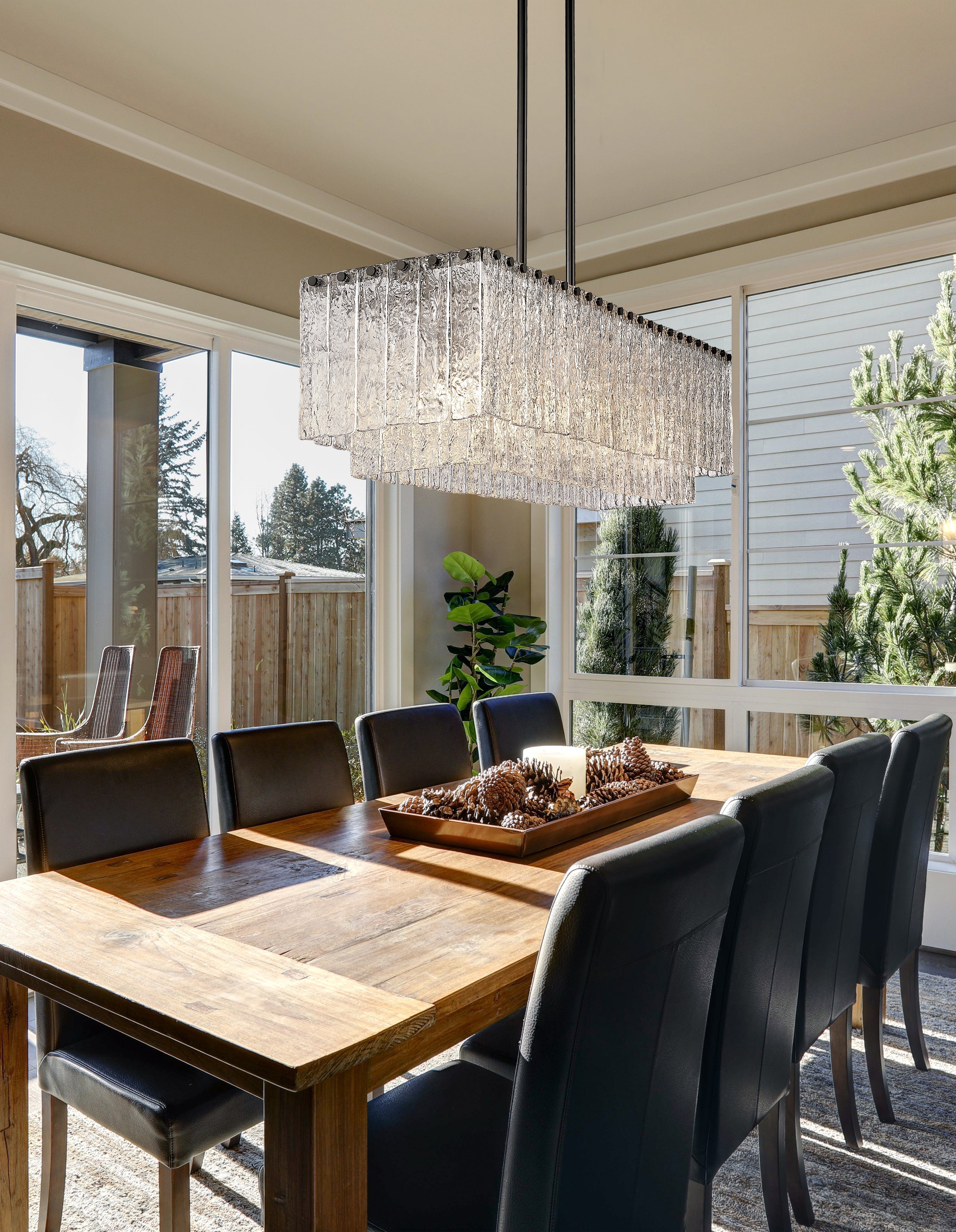 Glacier 5 Light Linear Chandelier Matte Black