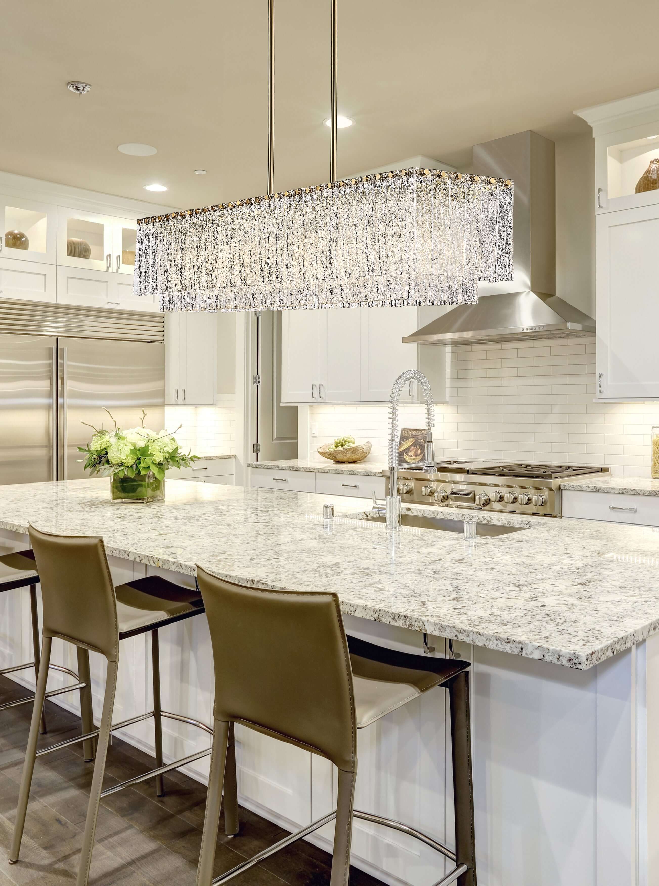 Glacier 7 Light Linear Chandelier Modern Gold