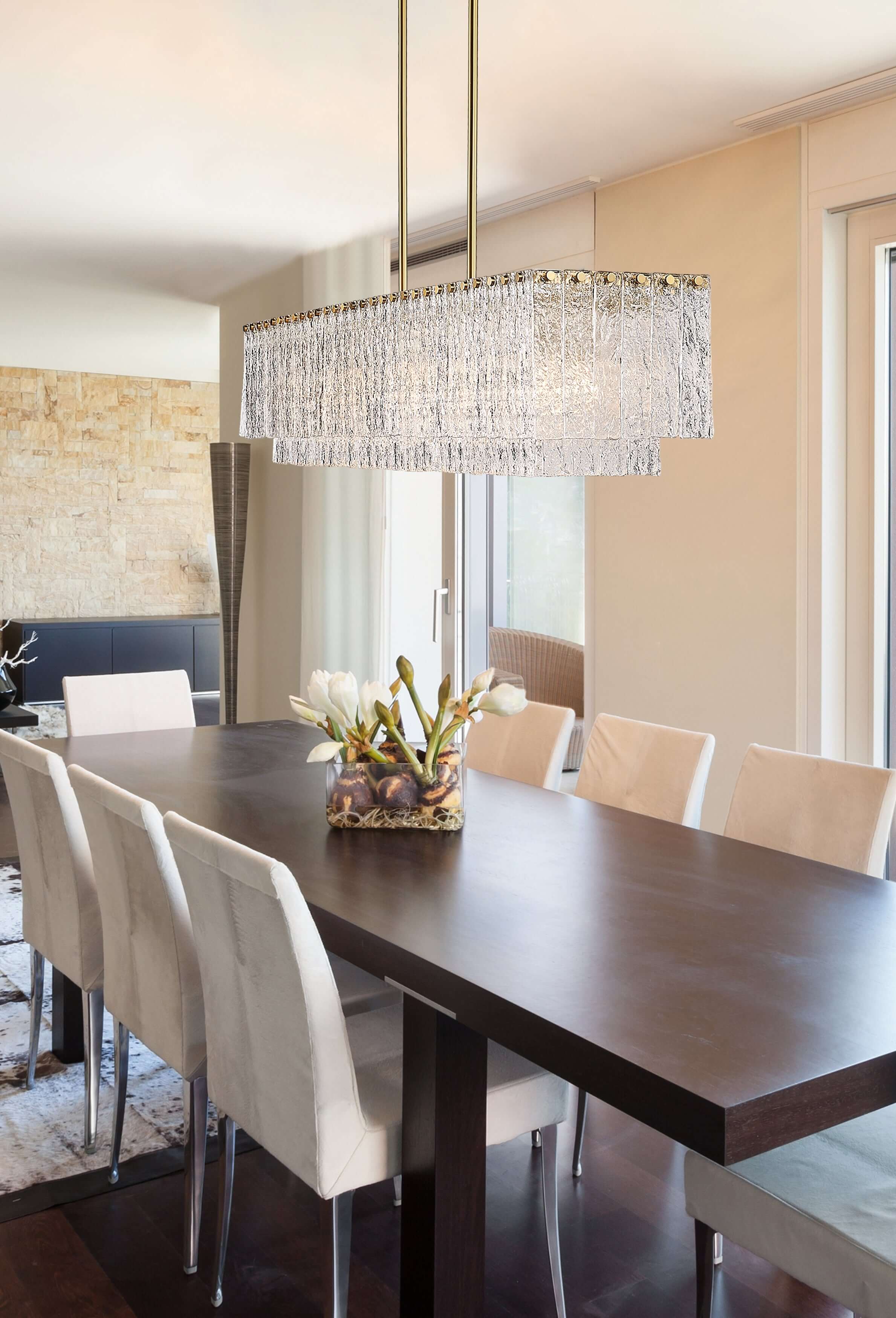 Glacier 7 Light Linear Chandelier Modern Gold