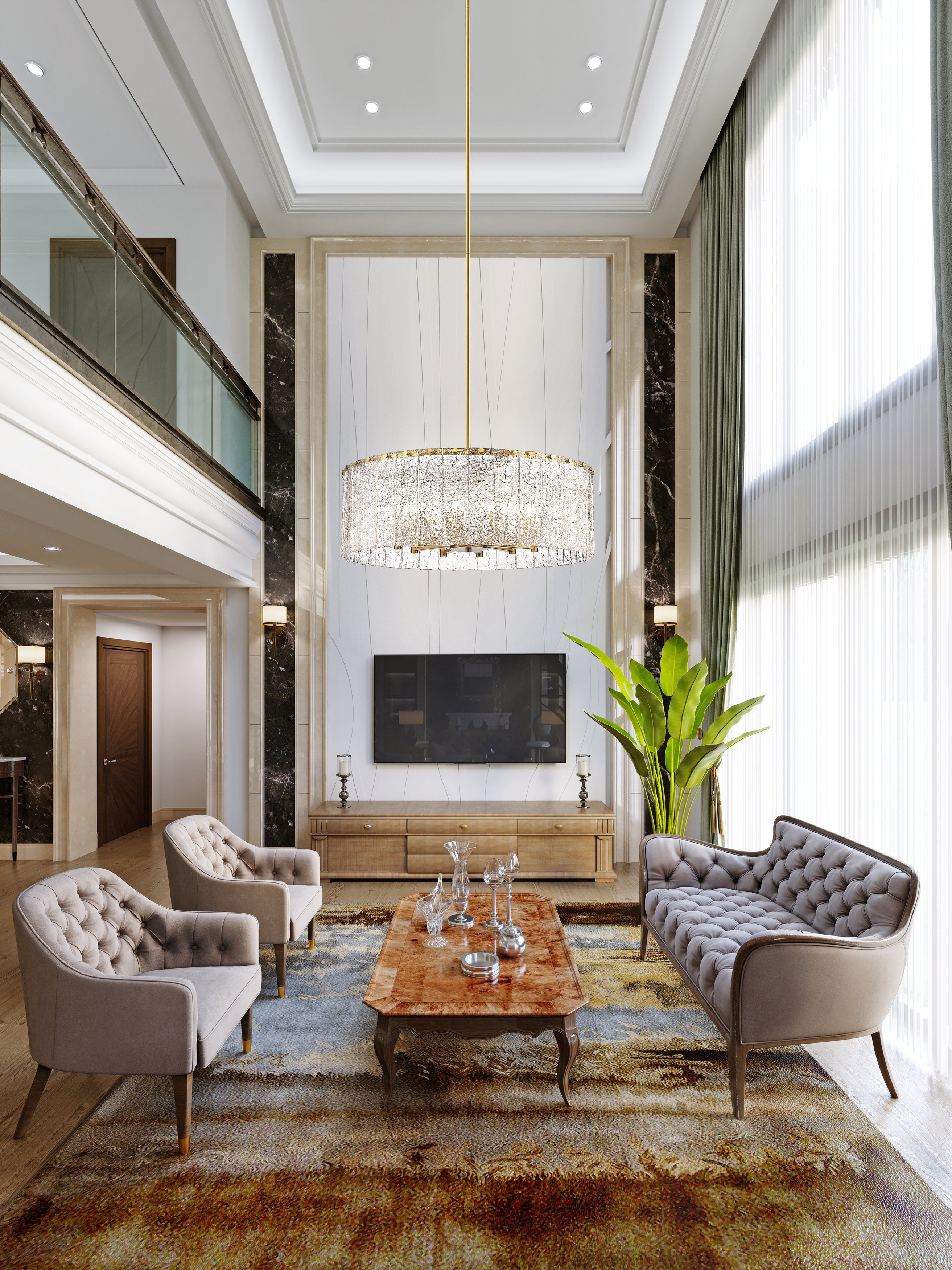 Glacier 12 Light Chandelier Modern Gold