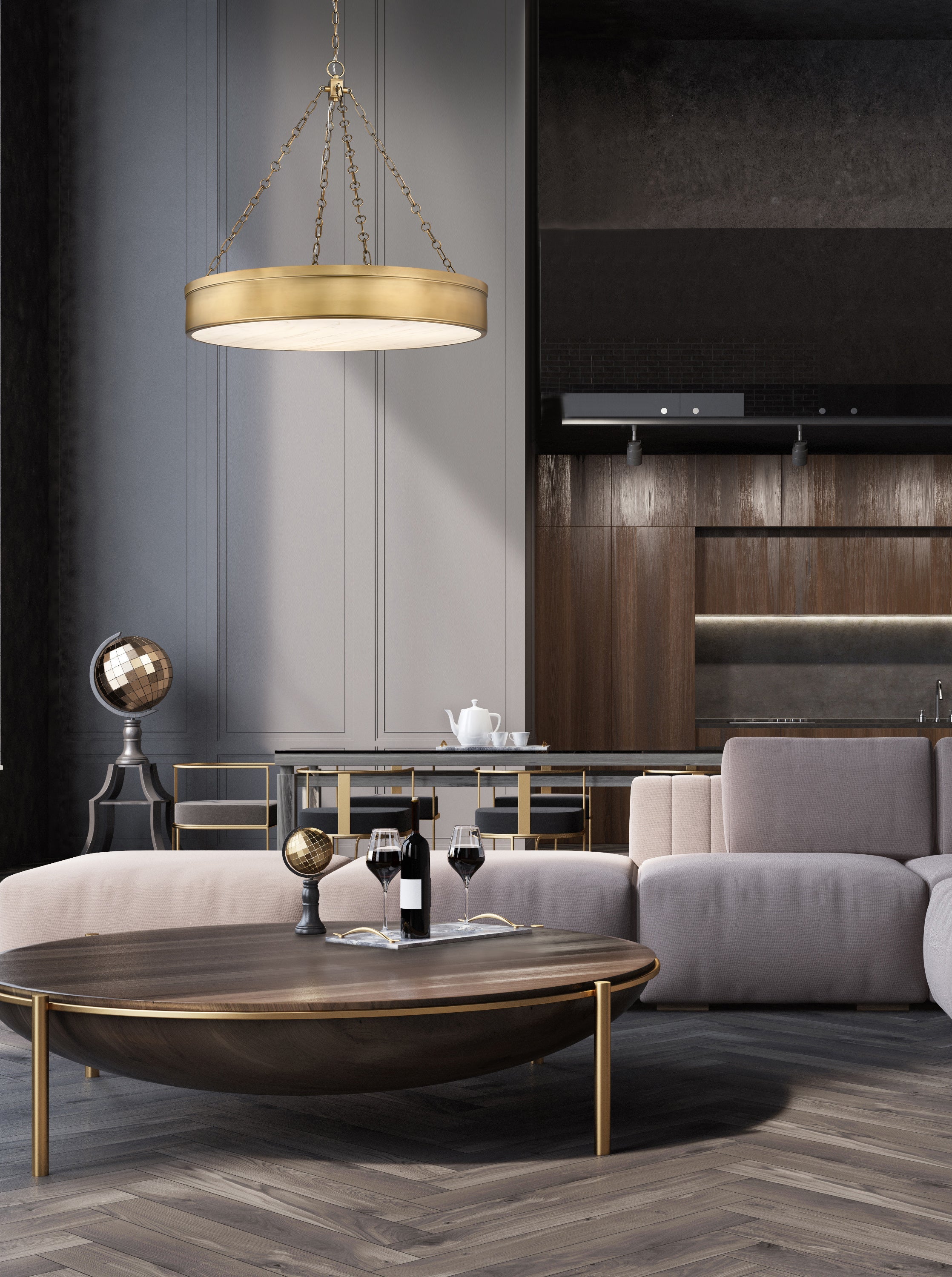 Anders LED 3 Light Chandelier Rubbed Brass