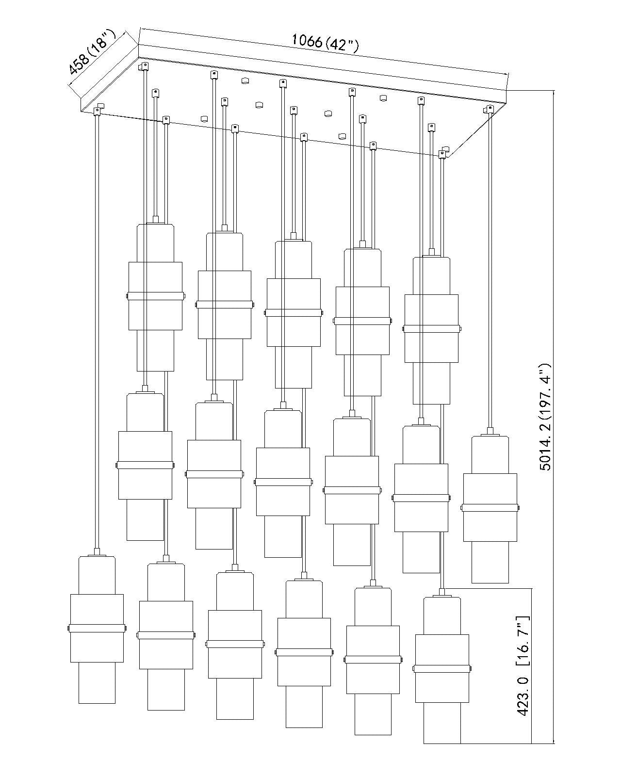 Cayden 17 Light Linear Chandelier Matte Black