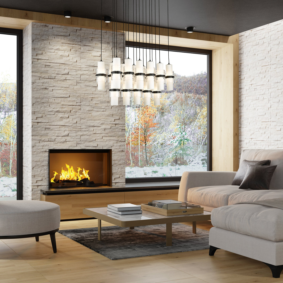 Cayden 17 Light Linear Chandelier Matte Black
