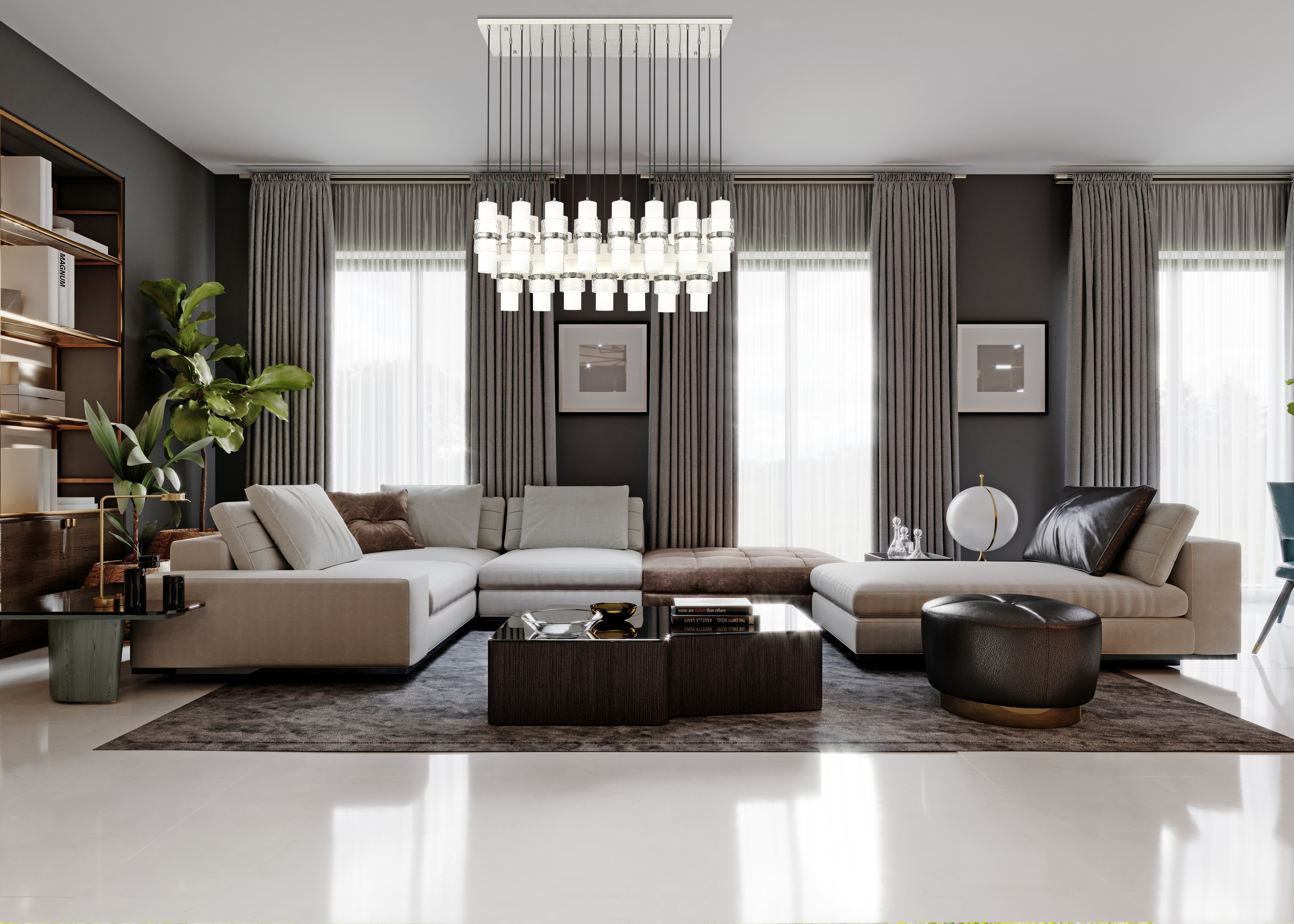 Cayden 23 Light Linear Chandelier Brushed Nickel