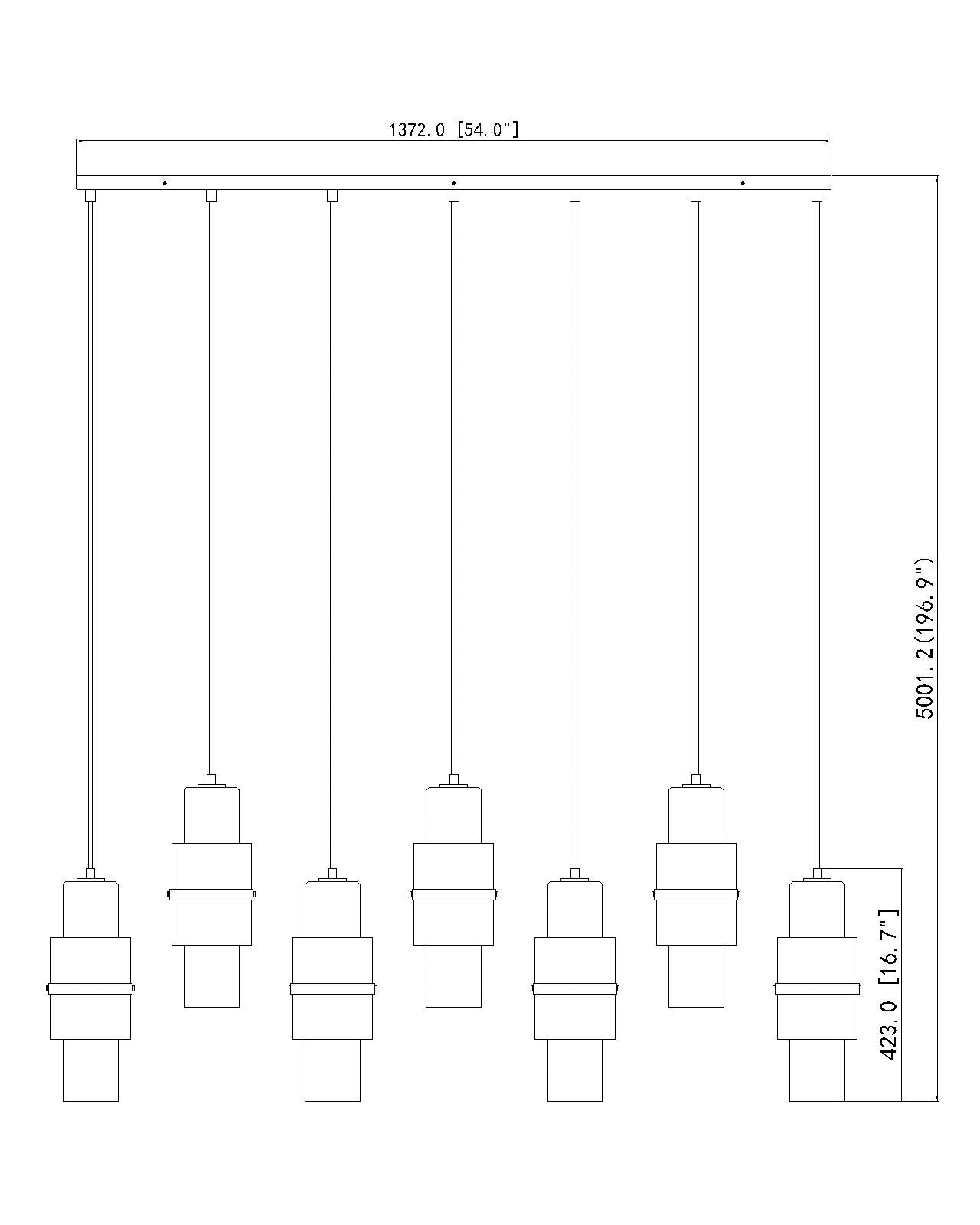 Cayden 7 Light Linear Chandelier Brushed Nickel