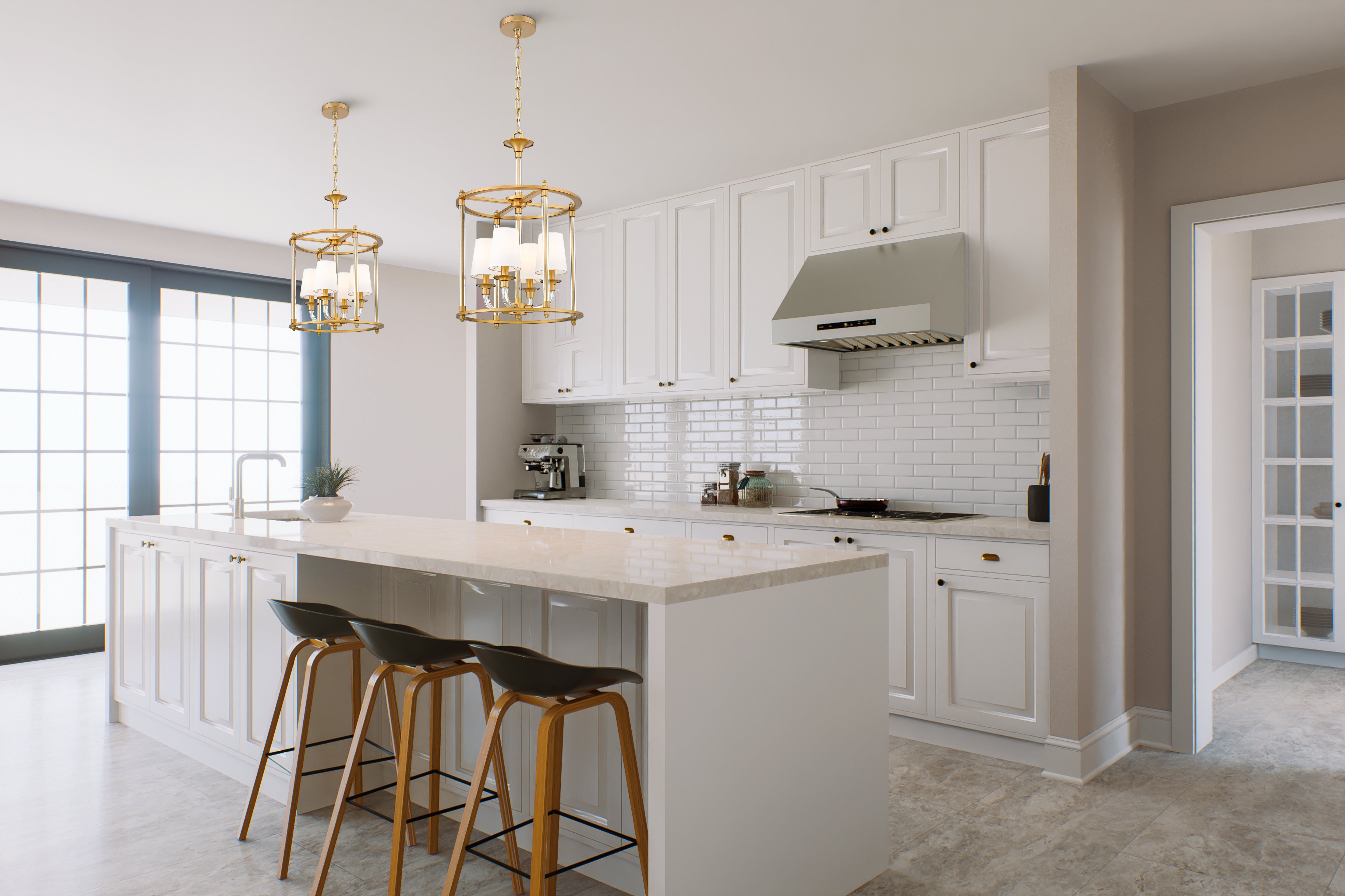Katerina 4 Light Chandelier Rubbed Brass