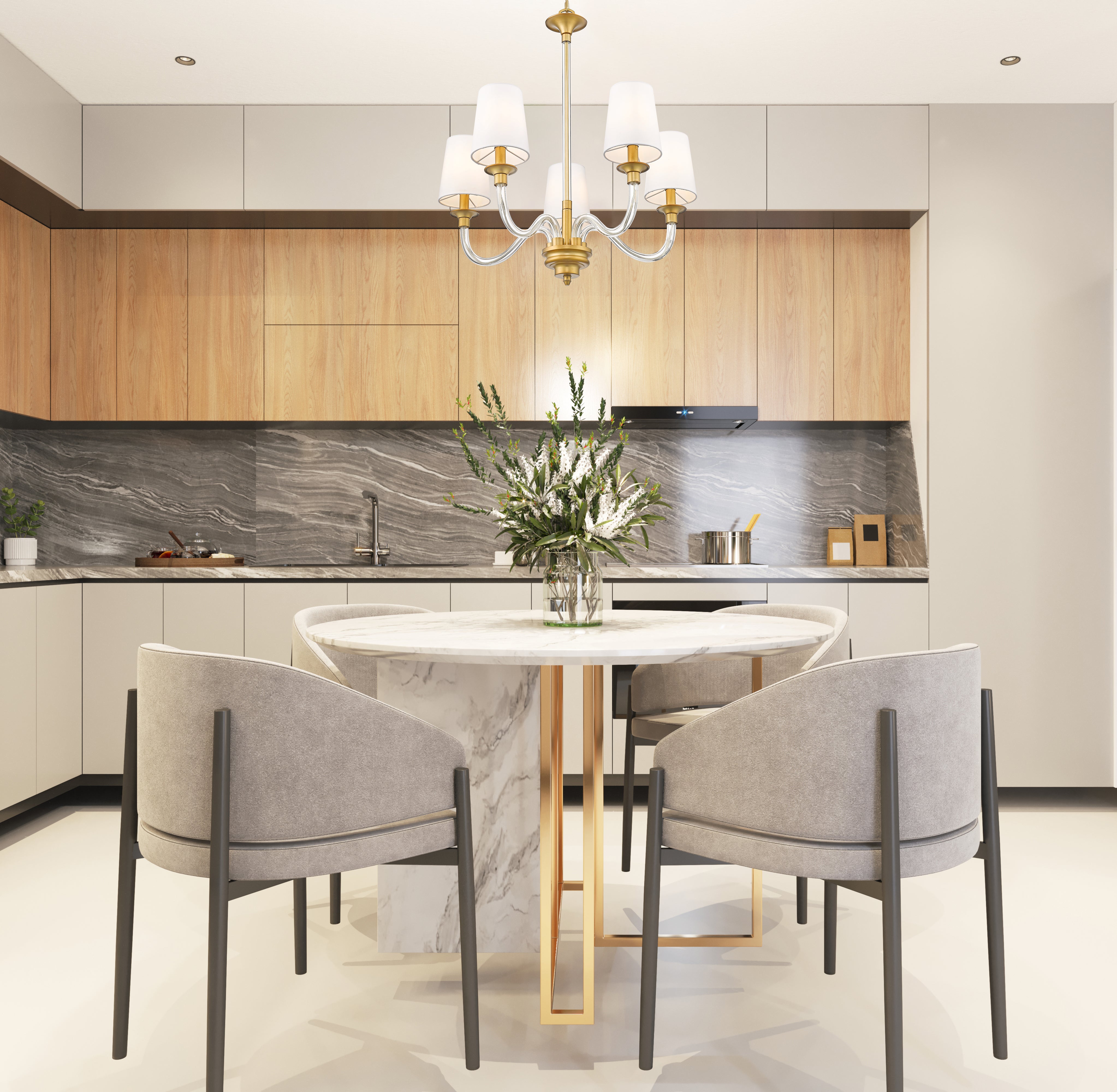 Katerina 5 Light Chandelier Rubbed Brass