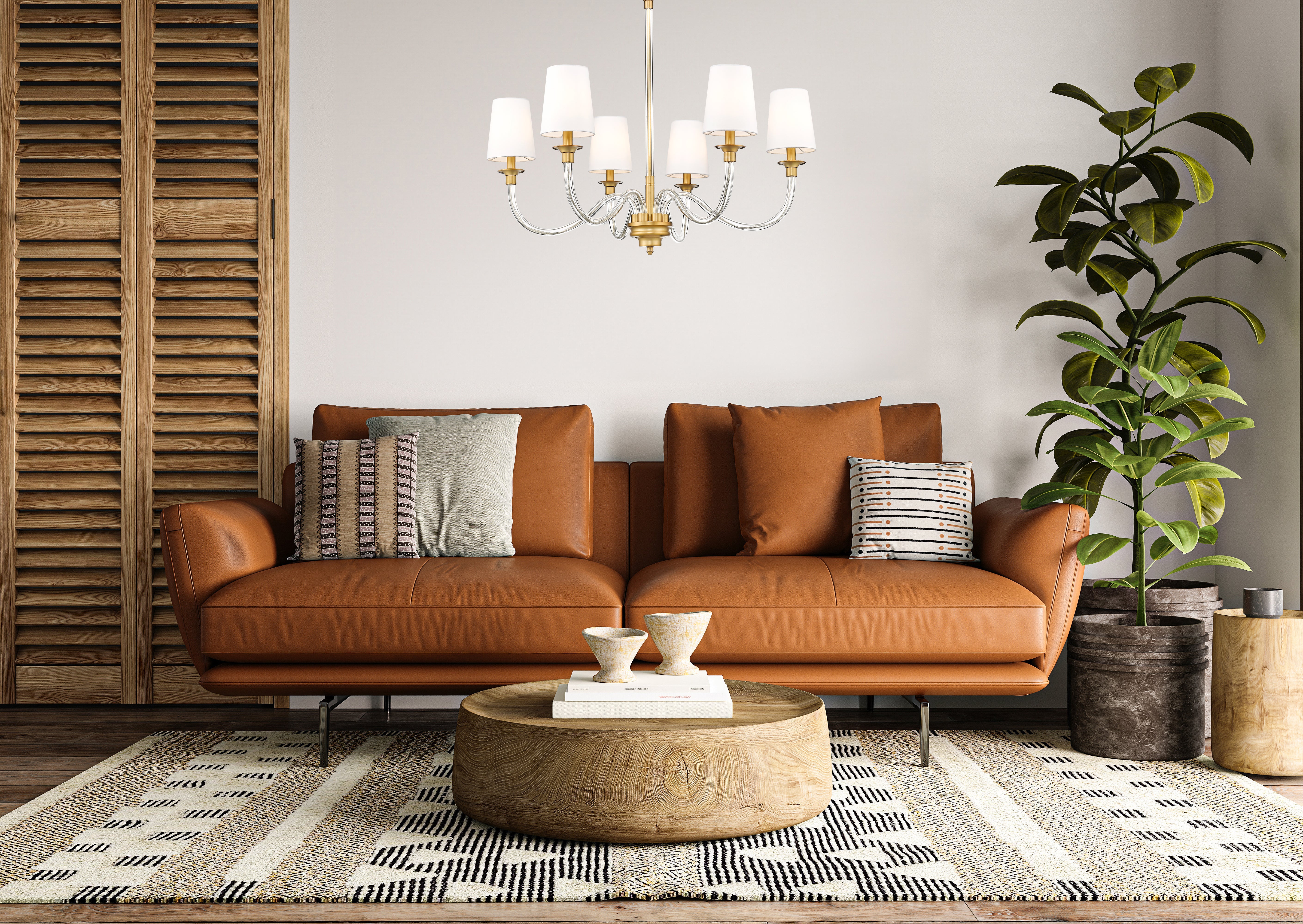 Katerina 6 Light Chandelier Rubbed Brass