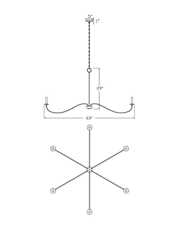 Arrington 6 Light Chandelier Polished Nickel