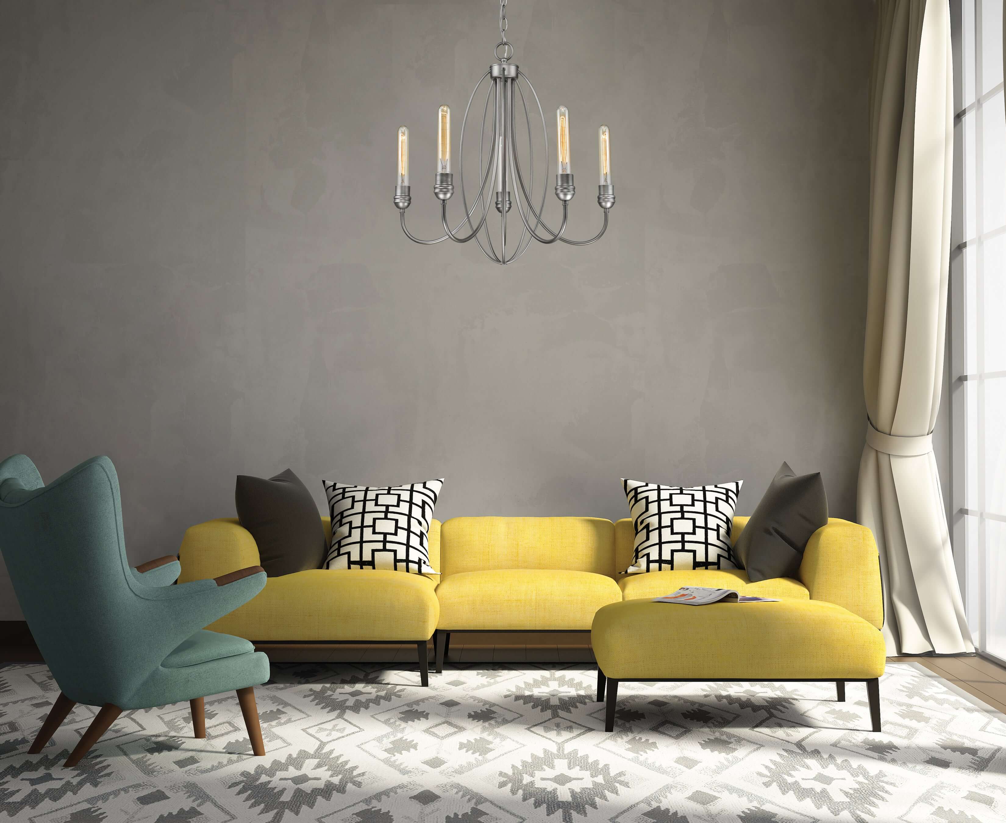 Persis 5 Light Chandelier Old Silver