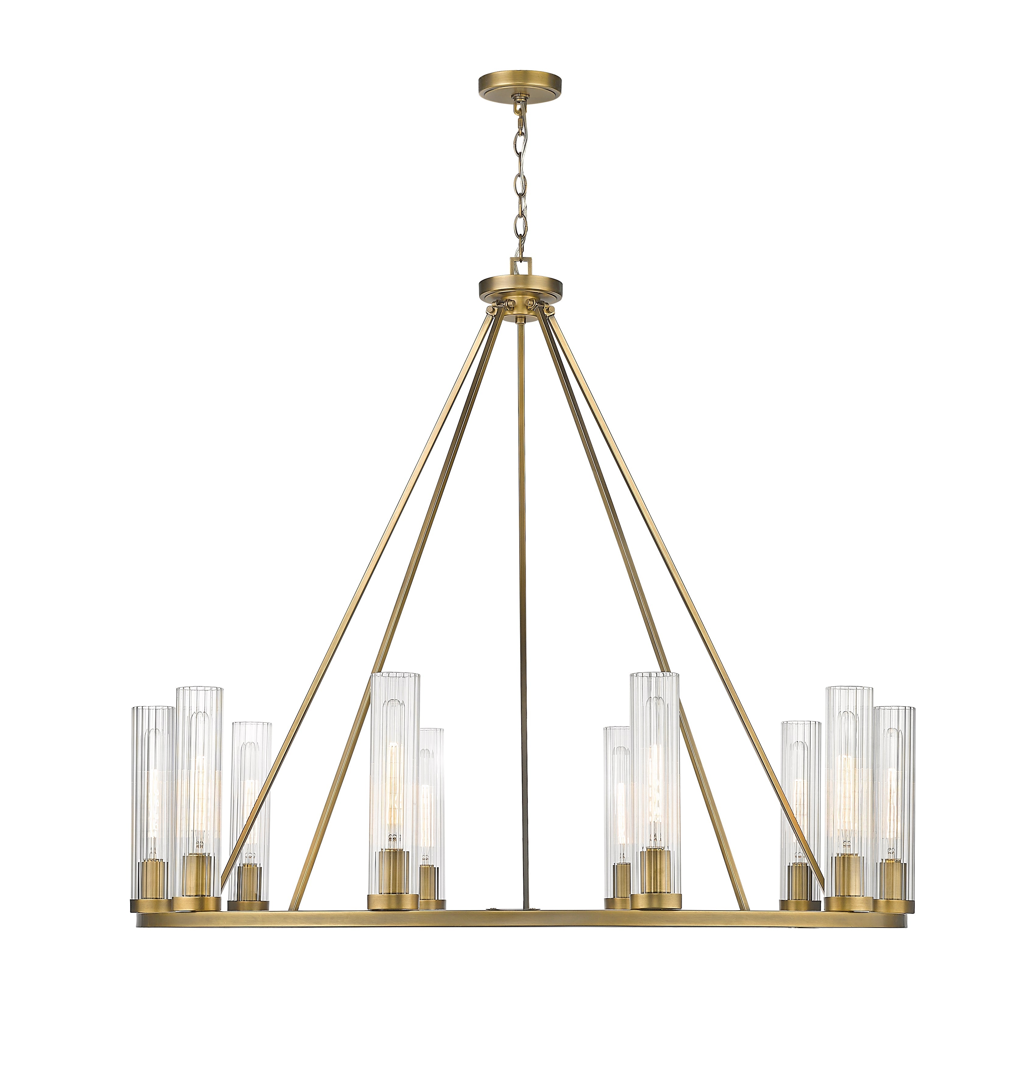 Beau 10 Light Chandelier Rubbed Brass