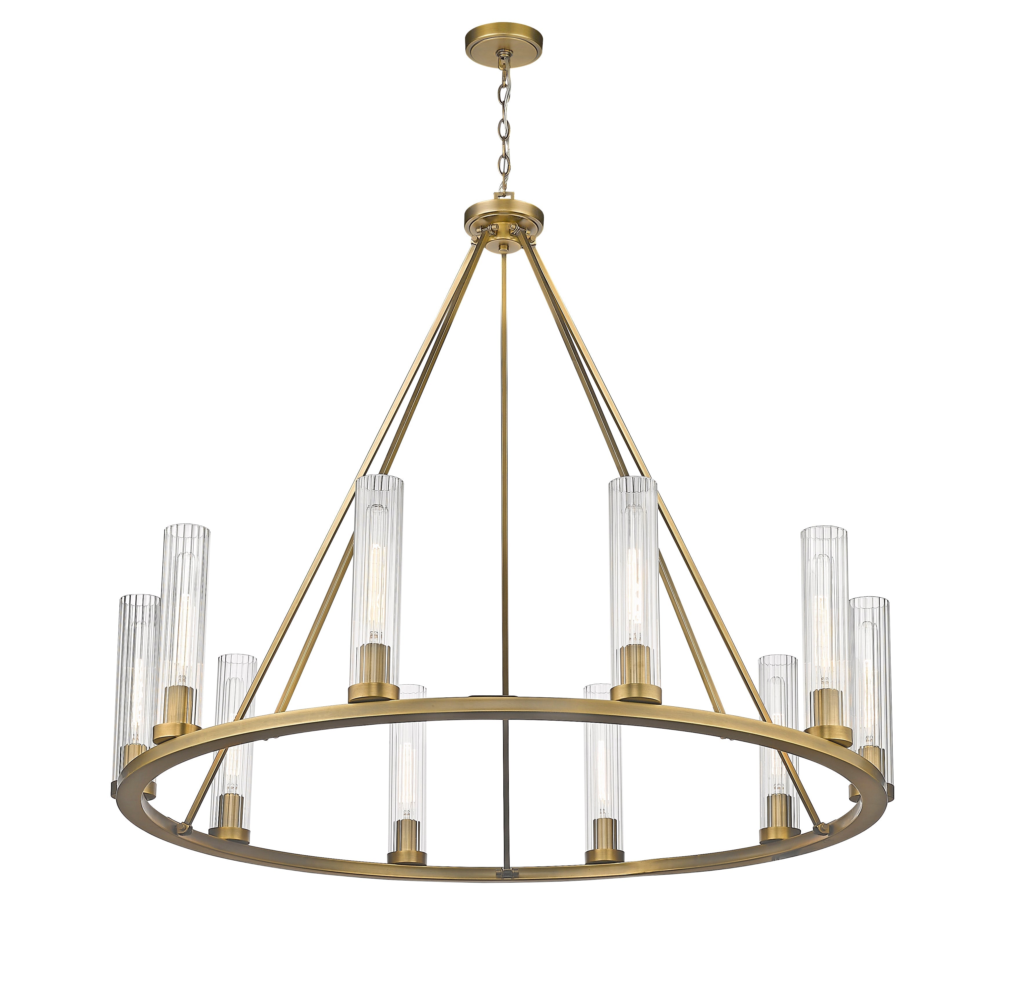Beau 10 Light Chandelier Rubbed Brass