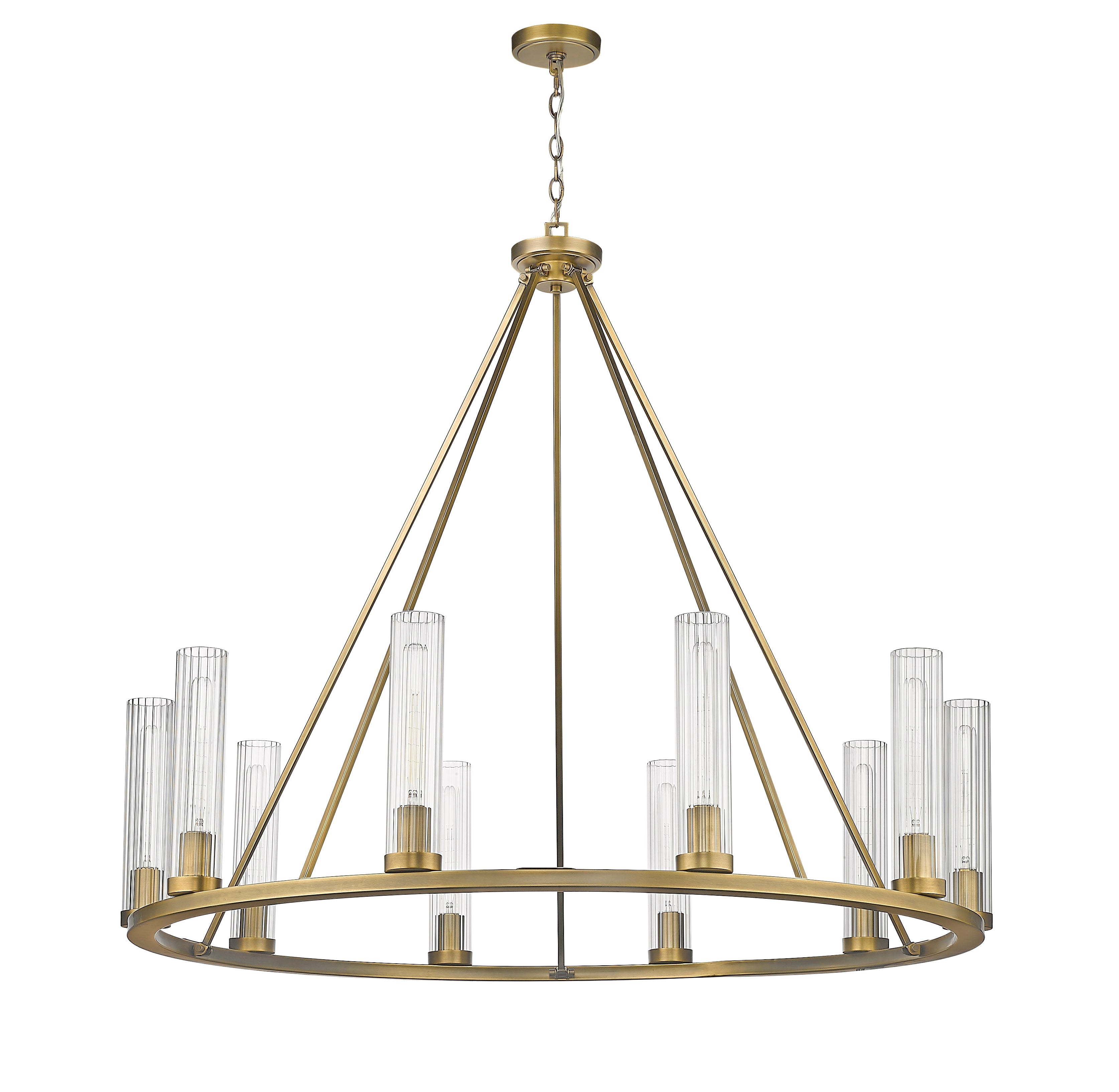 Beau 10 Light Chandelier Rubbed Brass