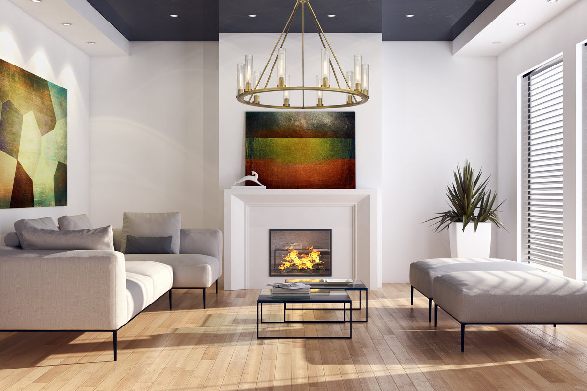Beau 10 Light Chandelier Rubbed Brass