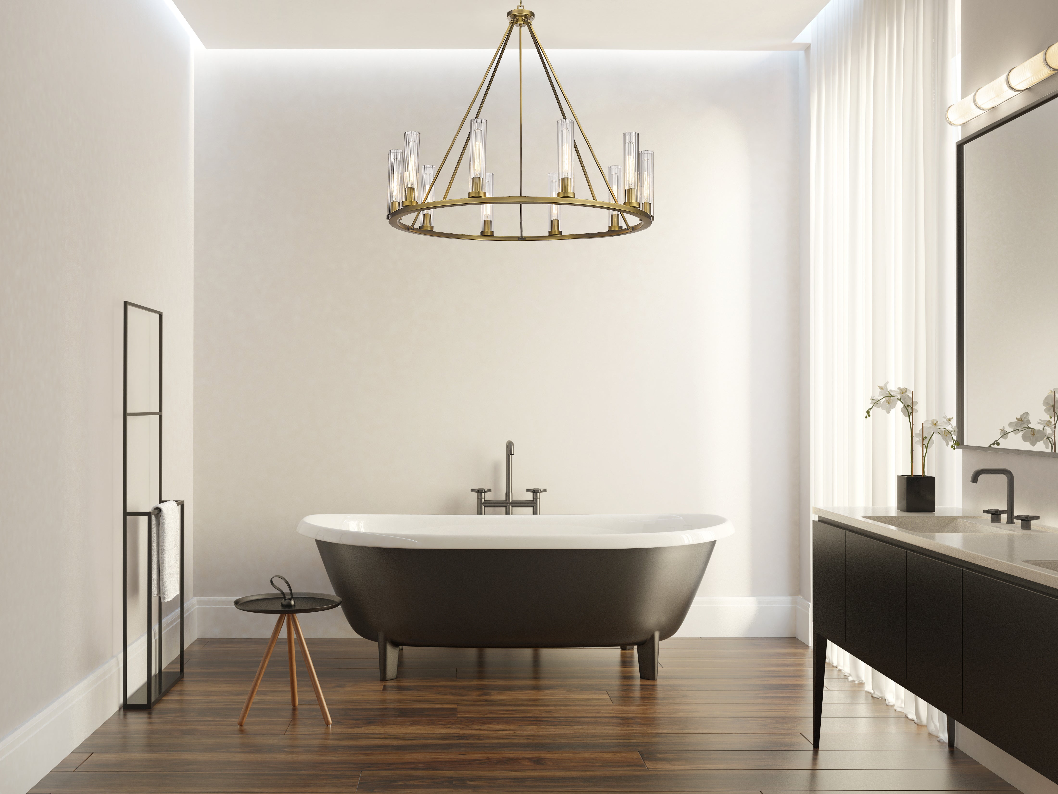 Beau 10 Light Chandelier Rubbed Brass