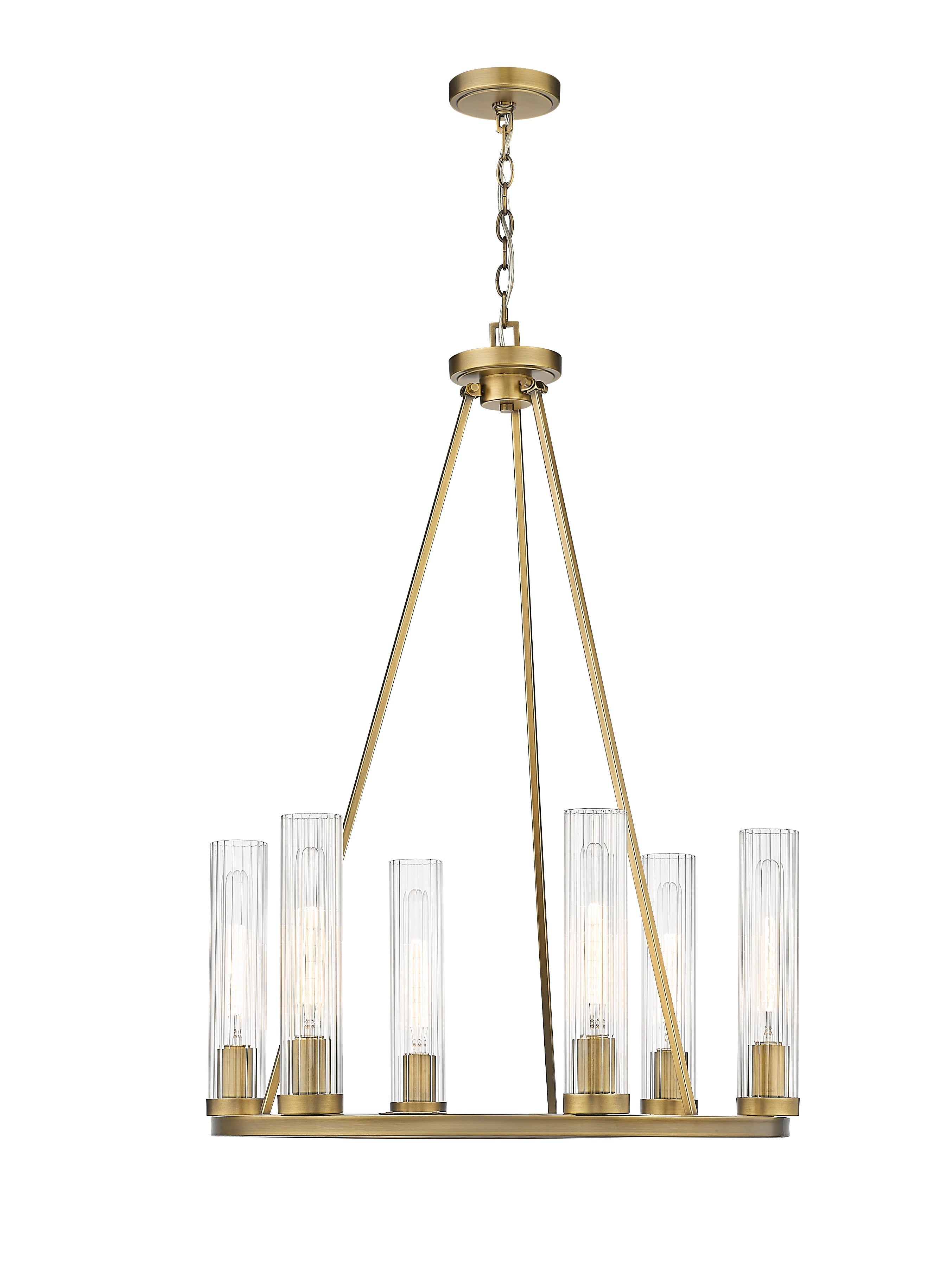 Beau 6 Light Chandelier Rubbed Brass