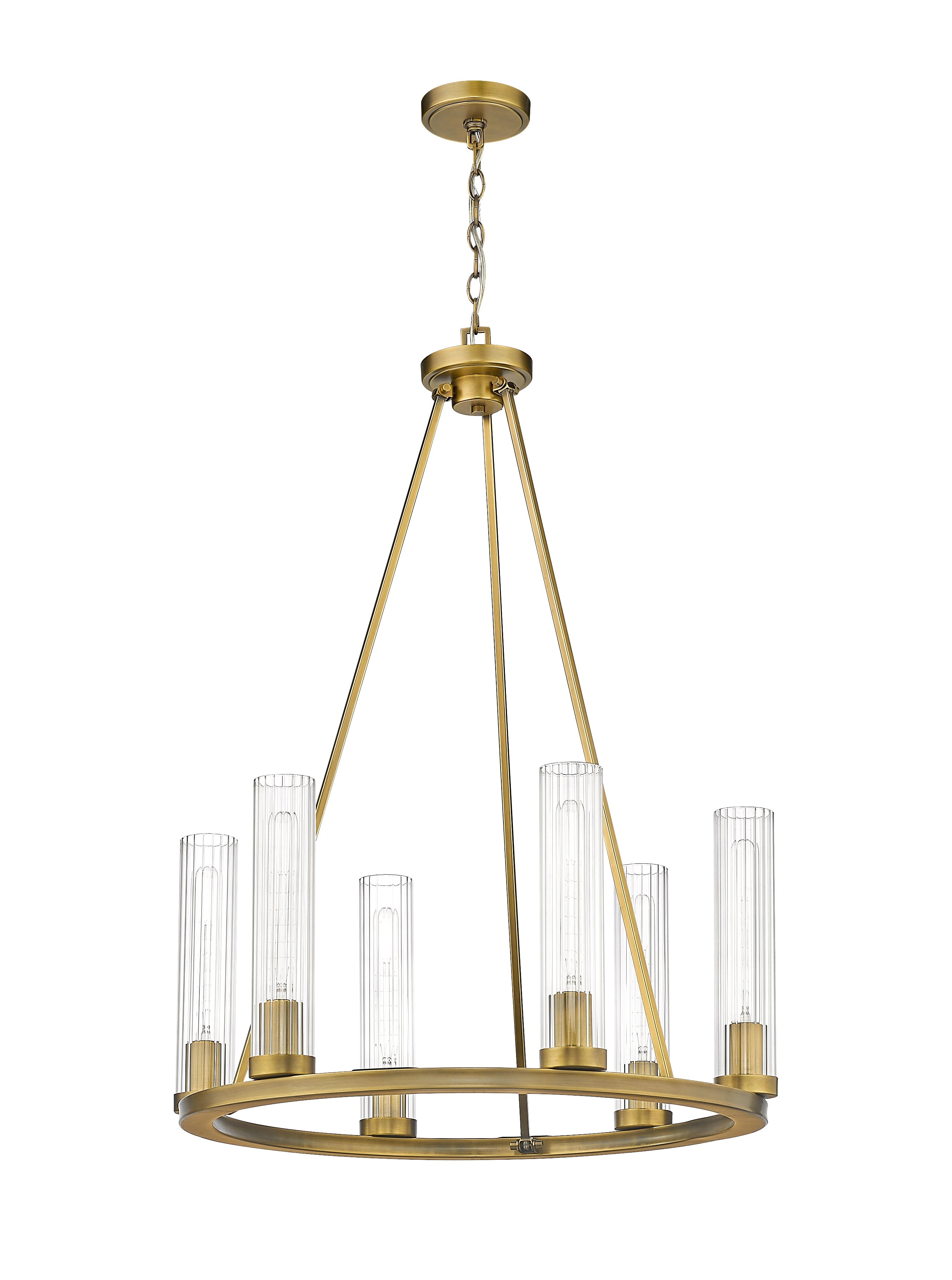 Beau 6 Light Chandelier Rubbed Brass