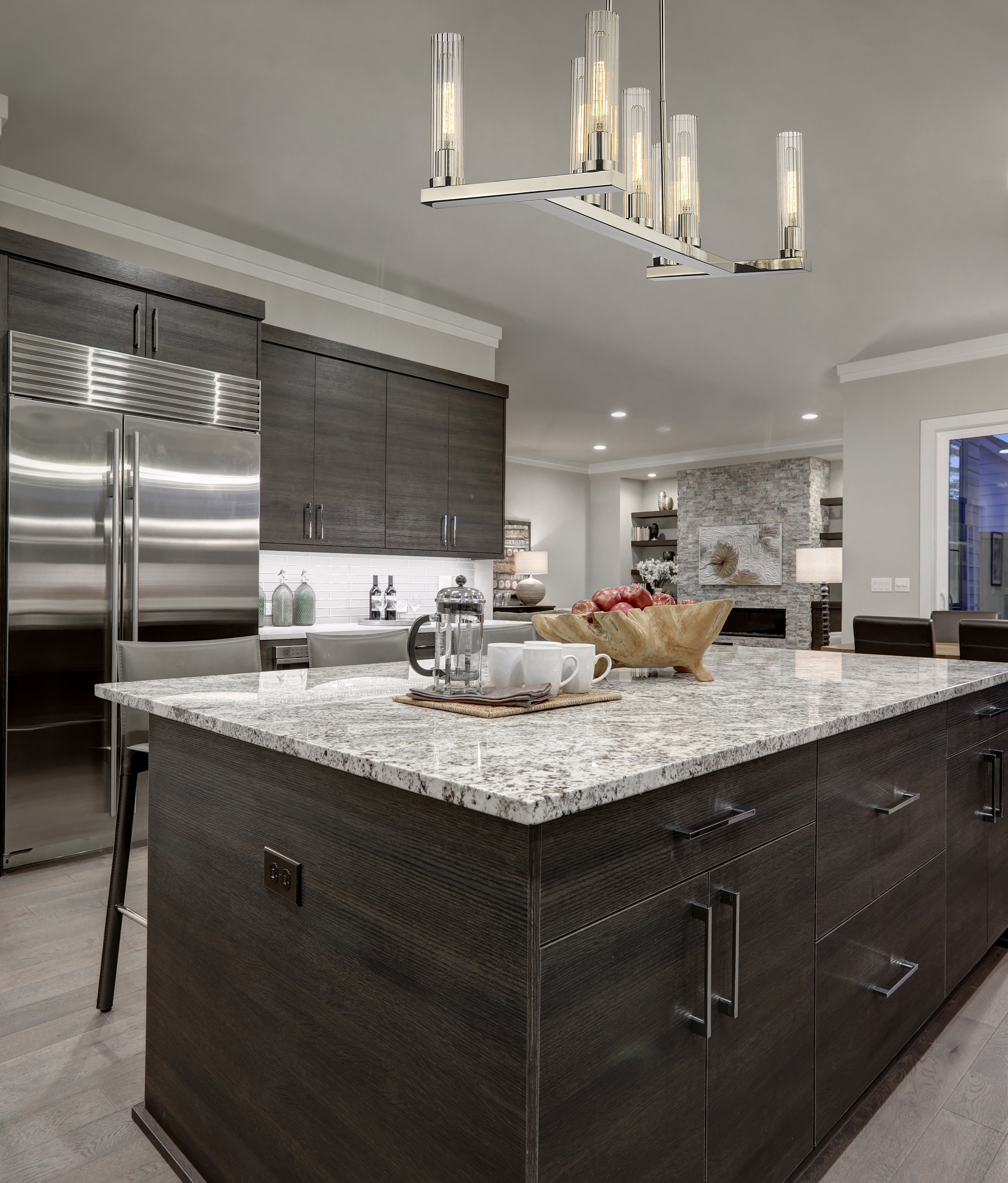 Beau 7 Light Linear Chandelier Polished Nickel