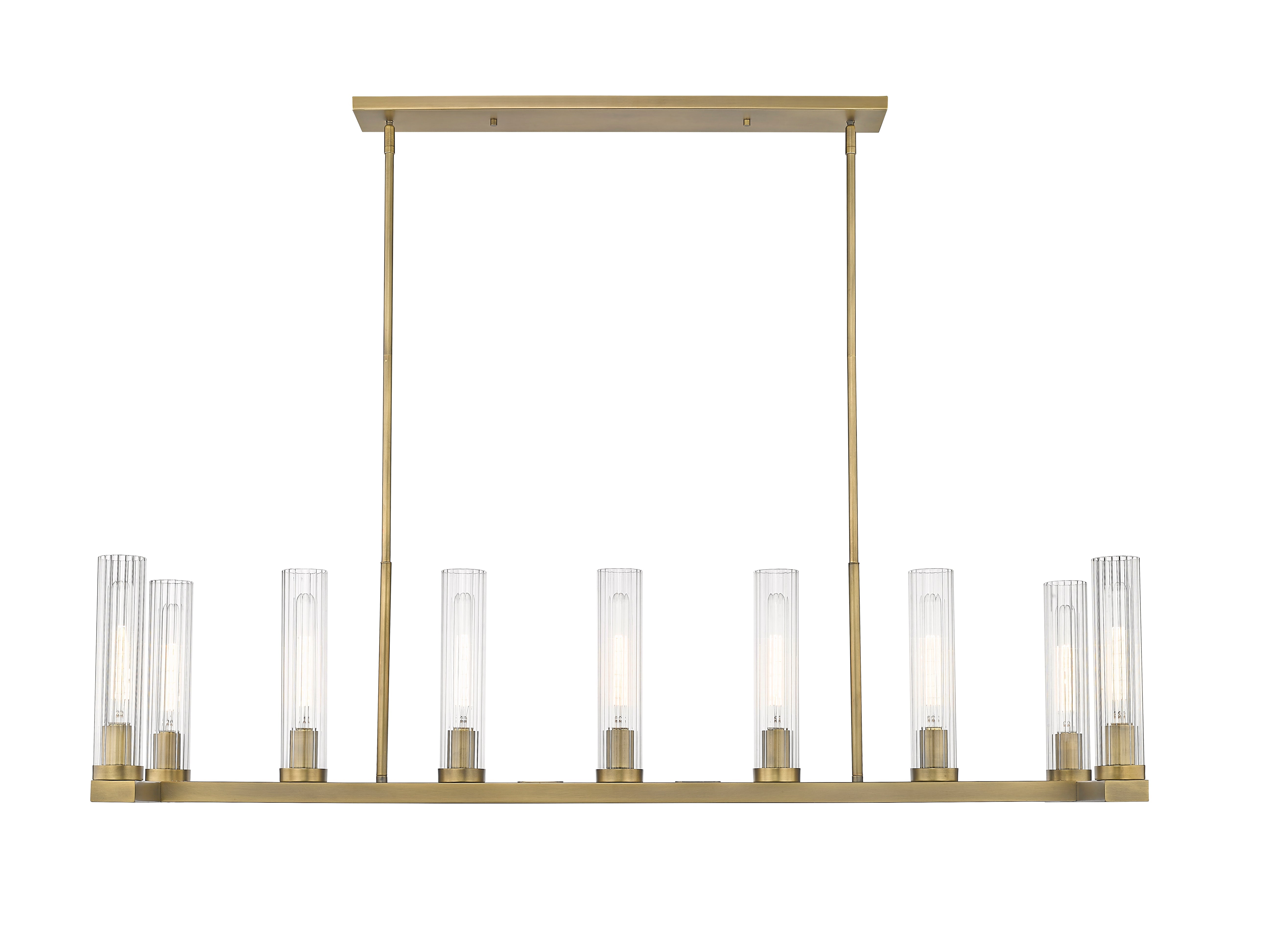 Beau 9 Light Linear Chandelier Rubbed Brass