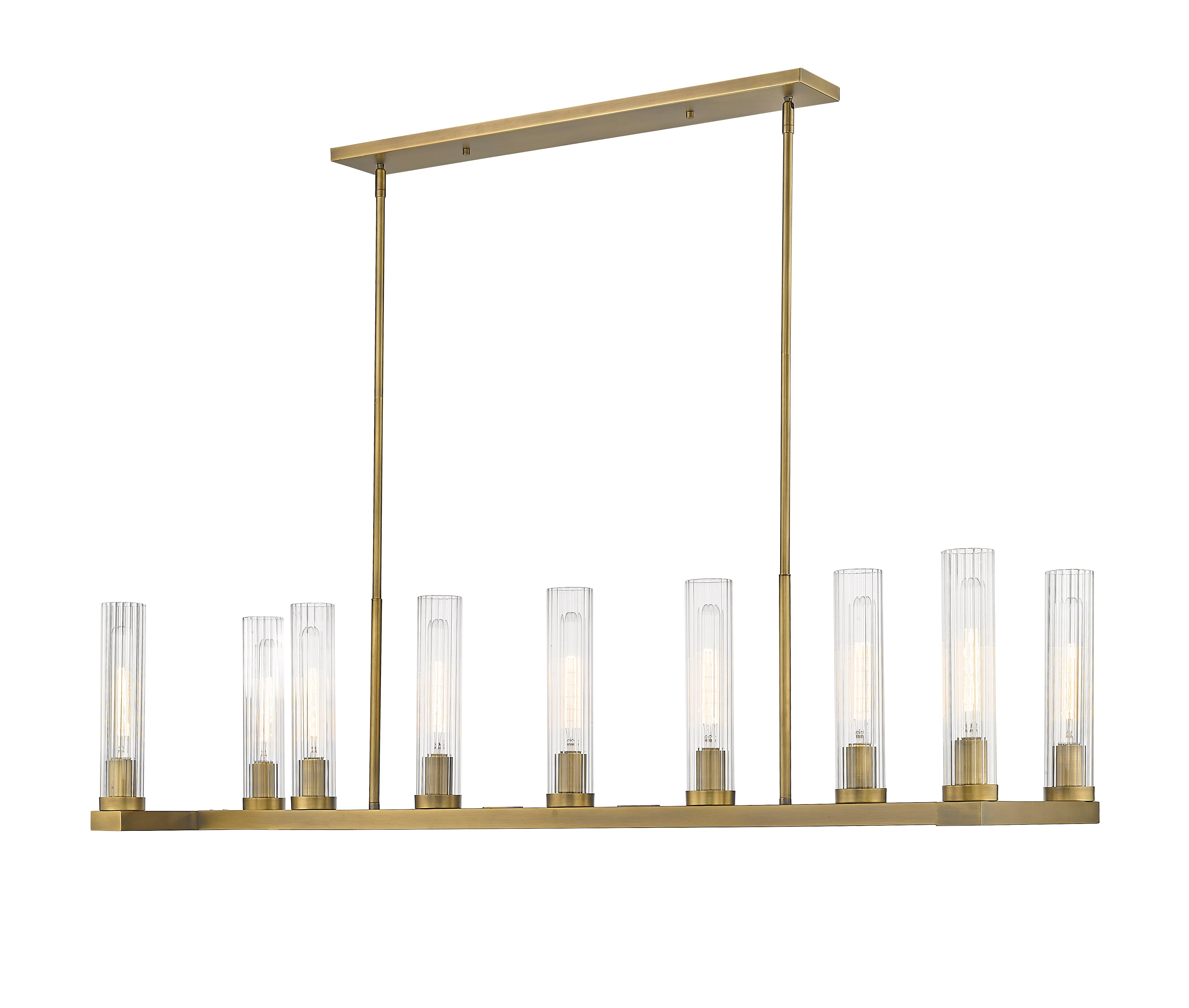 Beau 9 Light Linear Chandelier Rubbed Brass