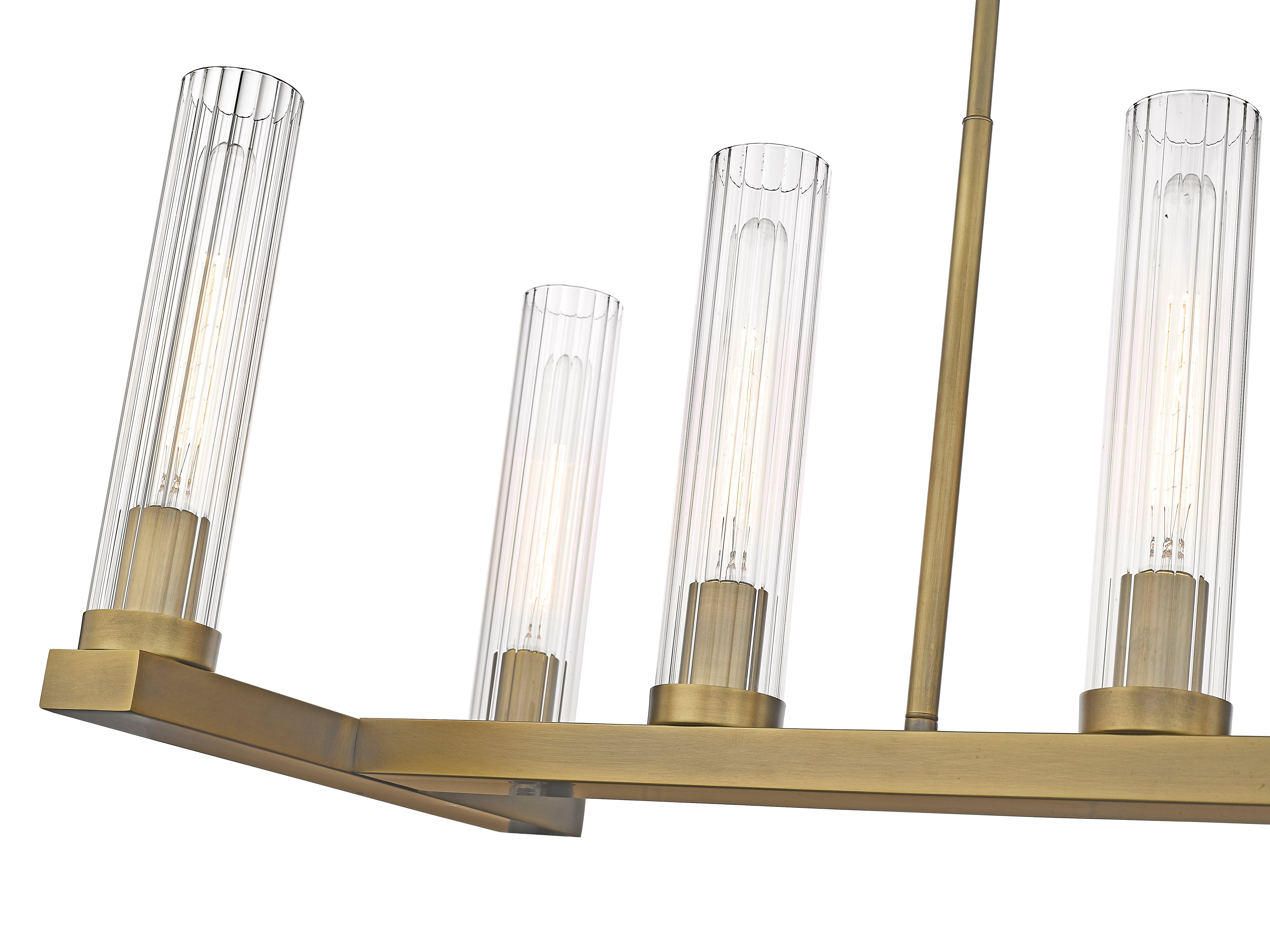 Beau 9 Light Linear Chandelier Rubbed Brass