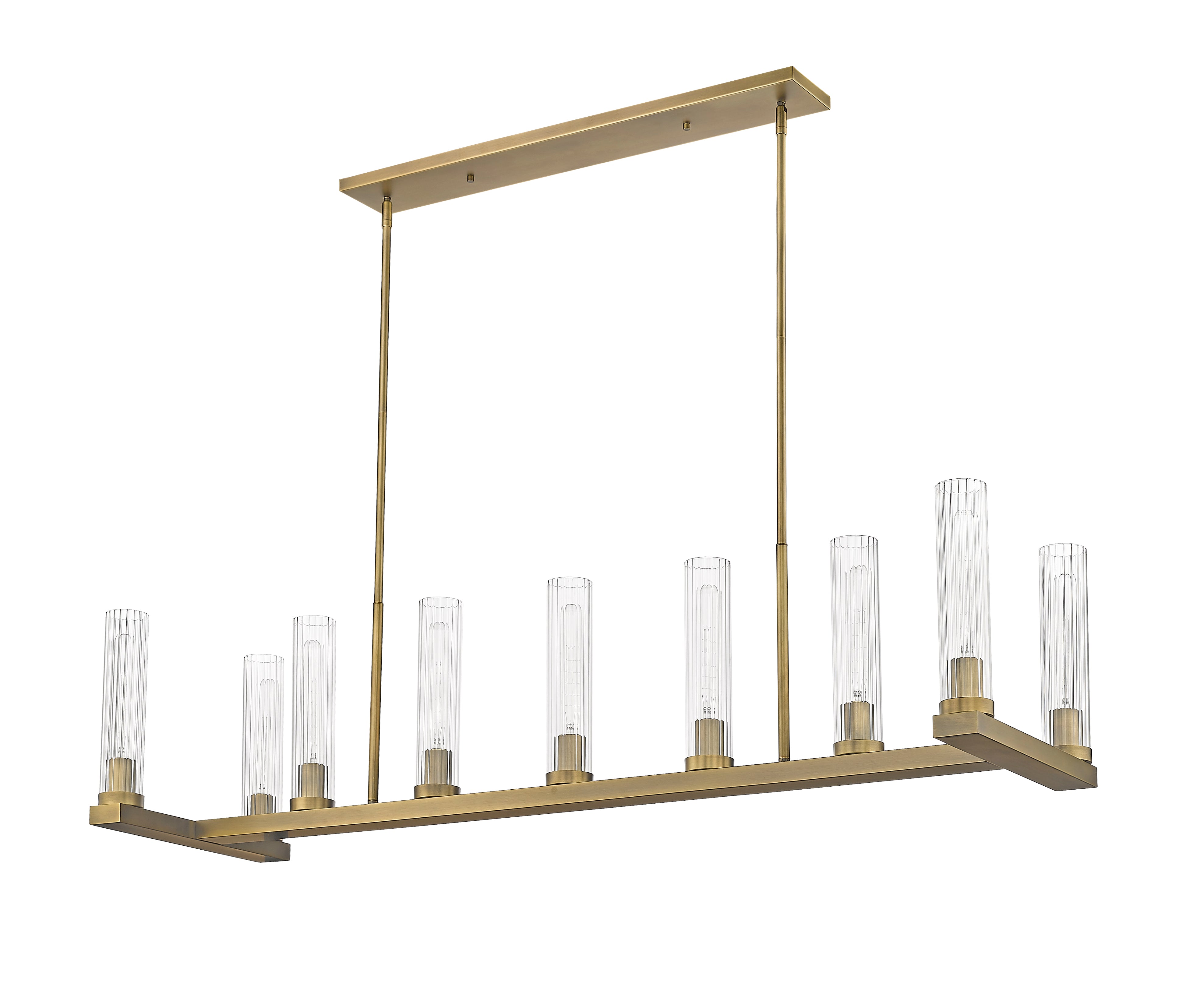 Beau 9 Light Linear Chandelier Rubbed Brass