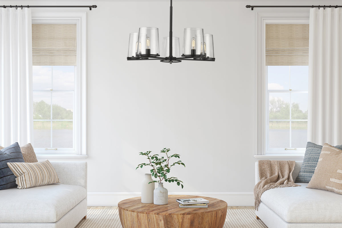 Callista 5 Light Chandelier Matte Black