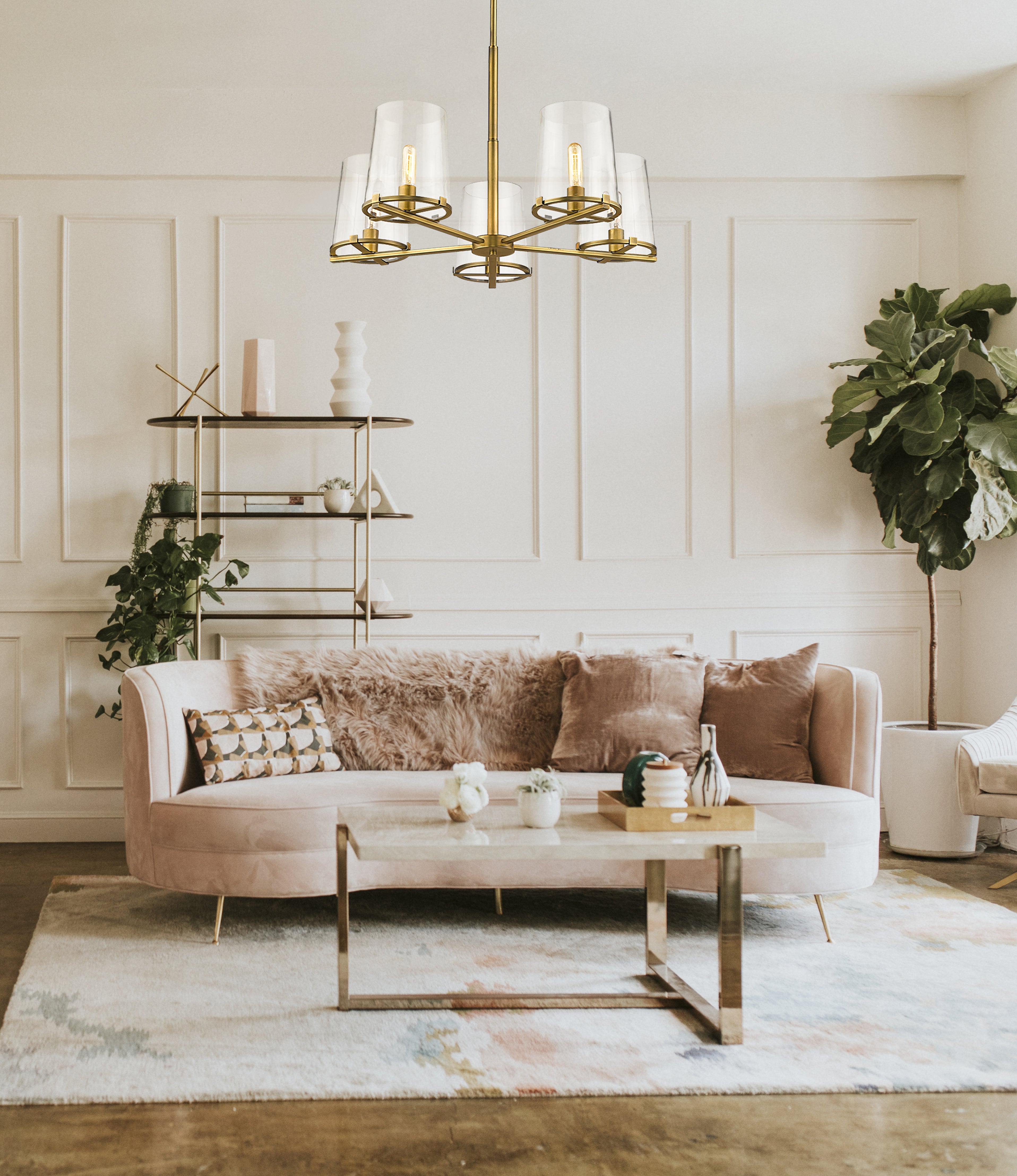 Callista 5 Light Chandelier Rubbed Brass