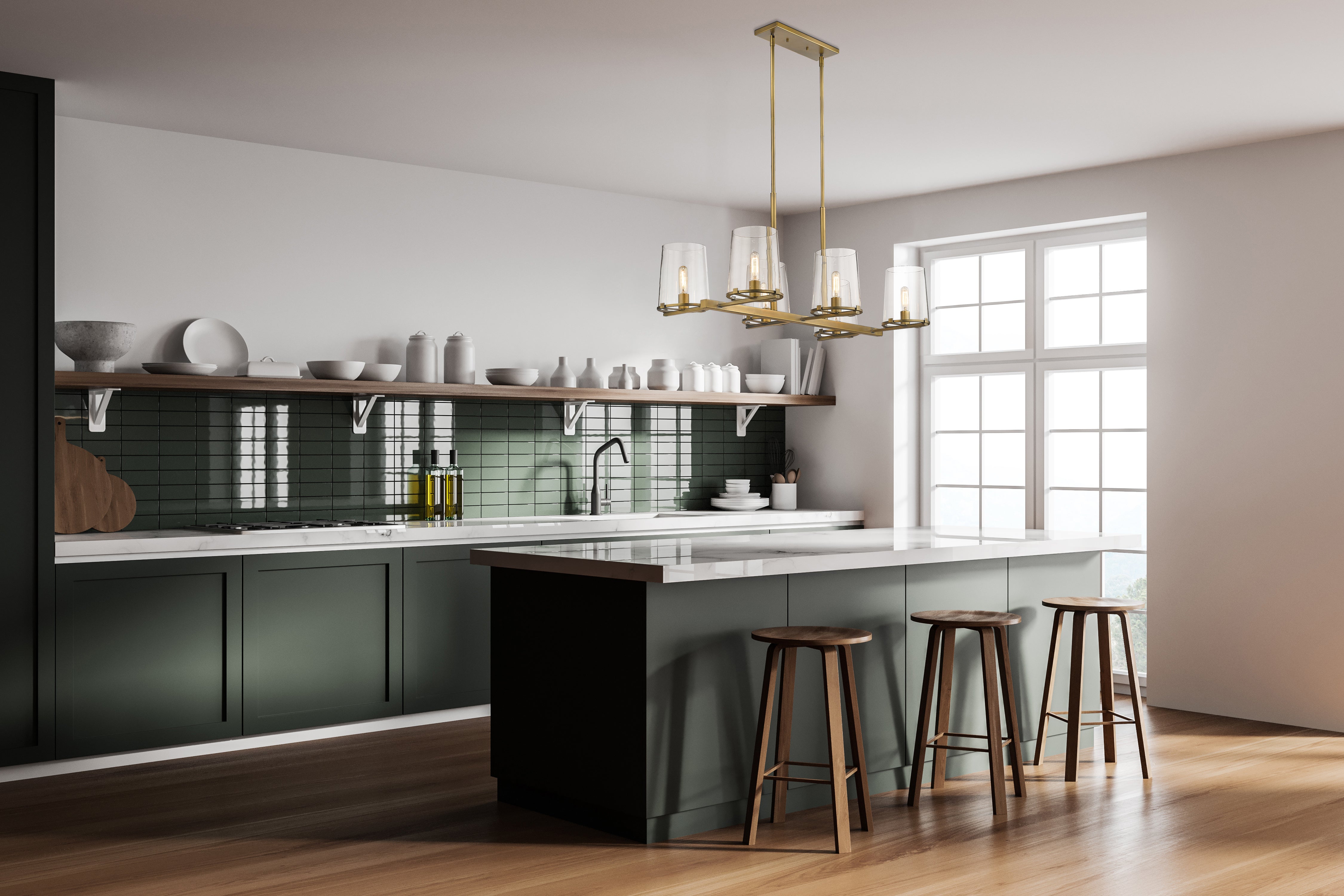 Callista 6 Light Linear Chandelier Rubbed Brass