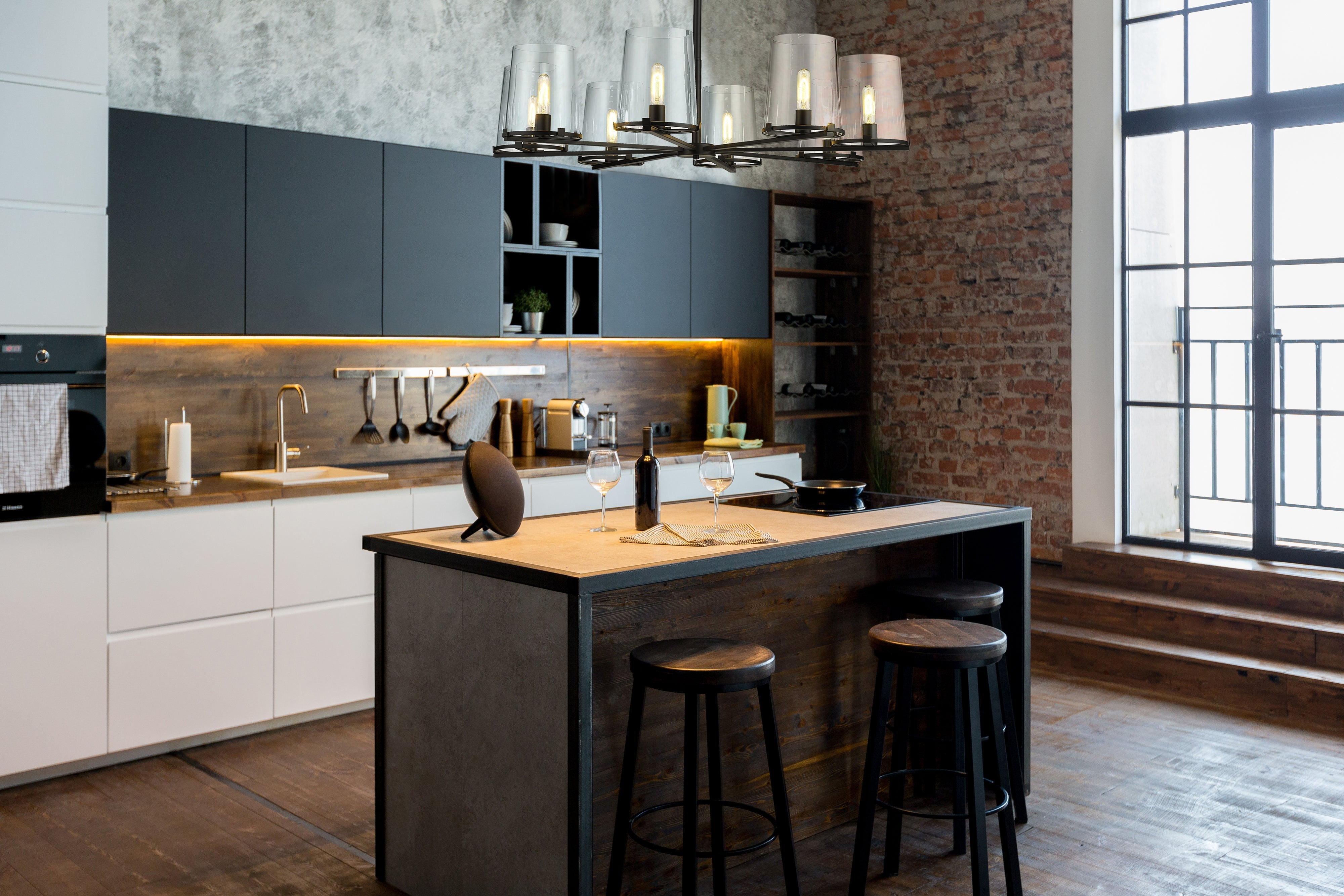 Callista 8 Light Chandelier Matte Black